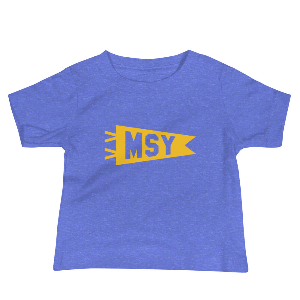 Airport Code Baby T-Shirt - Yellow • MSY New Orleans • YHM Designs - Image 01