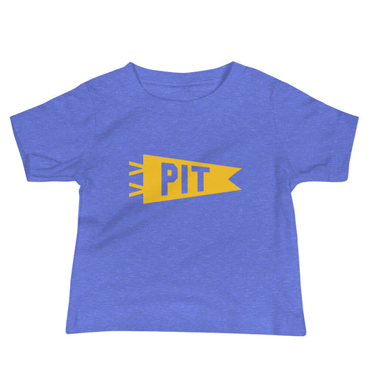 Airport Code Baby T-Shirt - Yellow • PIT Pittsburgh • YHM Designs - Image 01