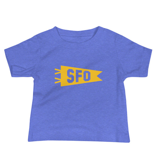 Airport Code Baby T-Shirt - Yellow • SFO San Francisco • YHM Designs - Image 01