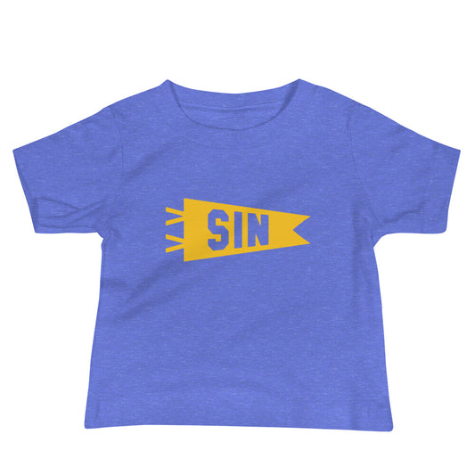 Airport Code Baby T-Shirt - Yellow • SIN Singapore • YHM Designs - Image 01