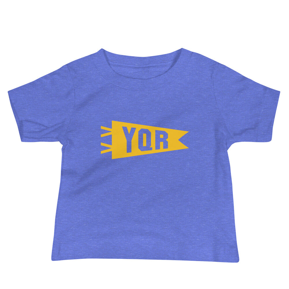 Airport Code Baby T-Shirt - Yellow • YQR Regina • YHM Designs - Image 01