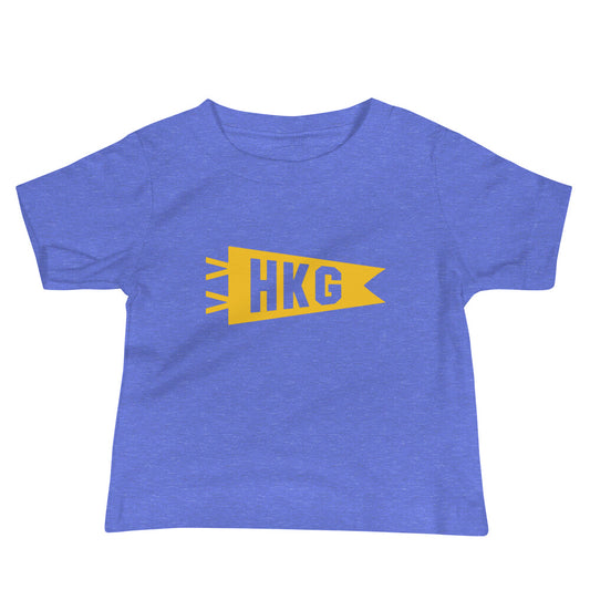 Airport Code Baby T-Shirt - Yellow • HKG Hong Kong • YHM Designs - Image 01