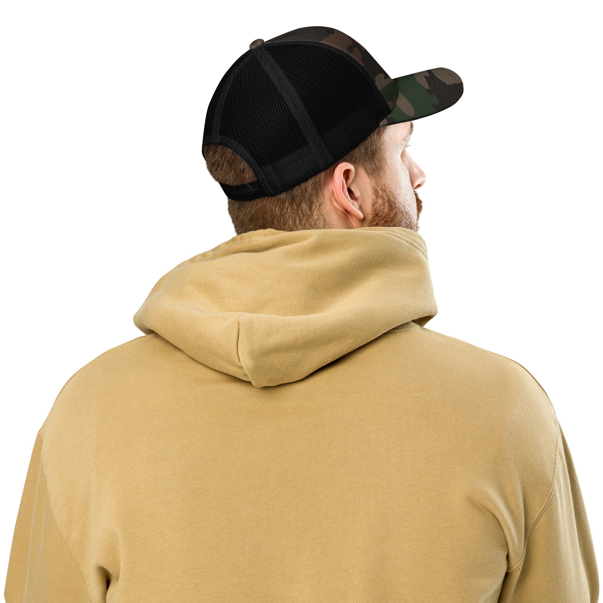 Airport Code Camouflage Trucker Hat - Orange • BHM Birmingham • YHM Designs - Image 04