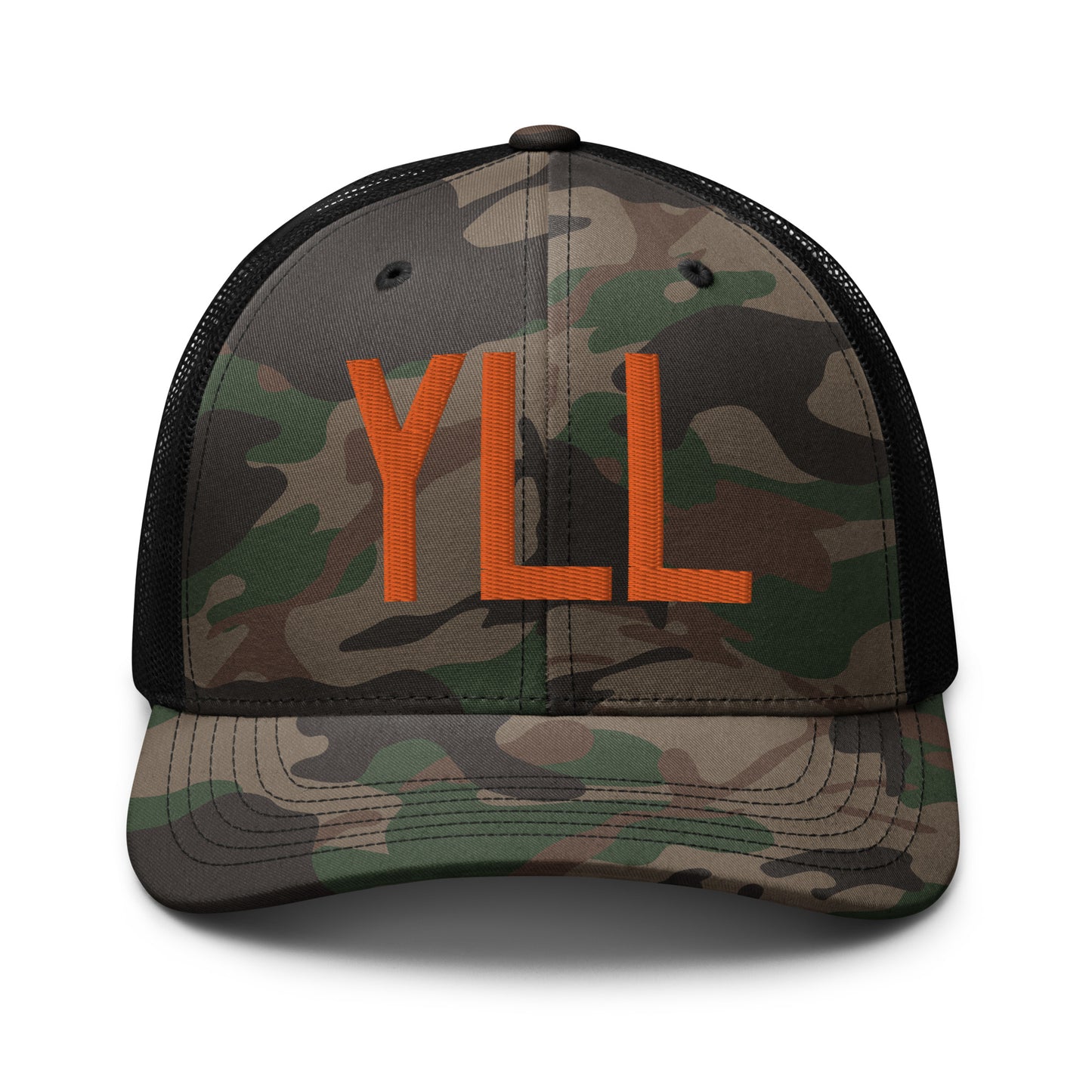 Airport Code Camouflage Trucker Hat - Orange • YLL Lloydminster • YHM Designs - Image 10