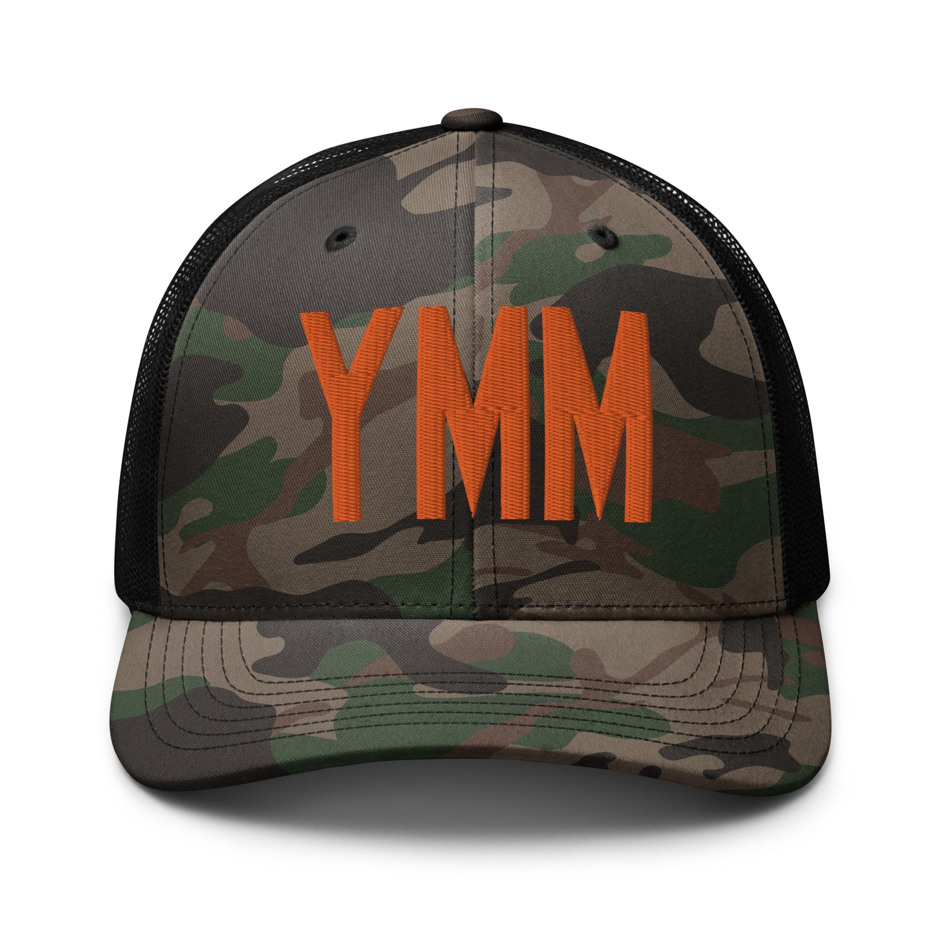 Airport Code Camouflage Trucker Hat - Orange • YMM Fort McMurray • YHM Designs - Image 10