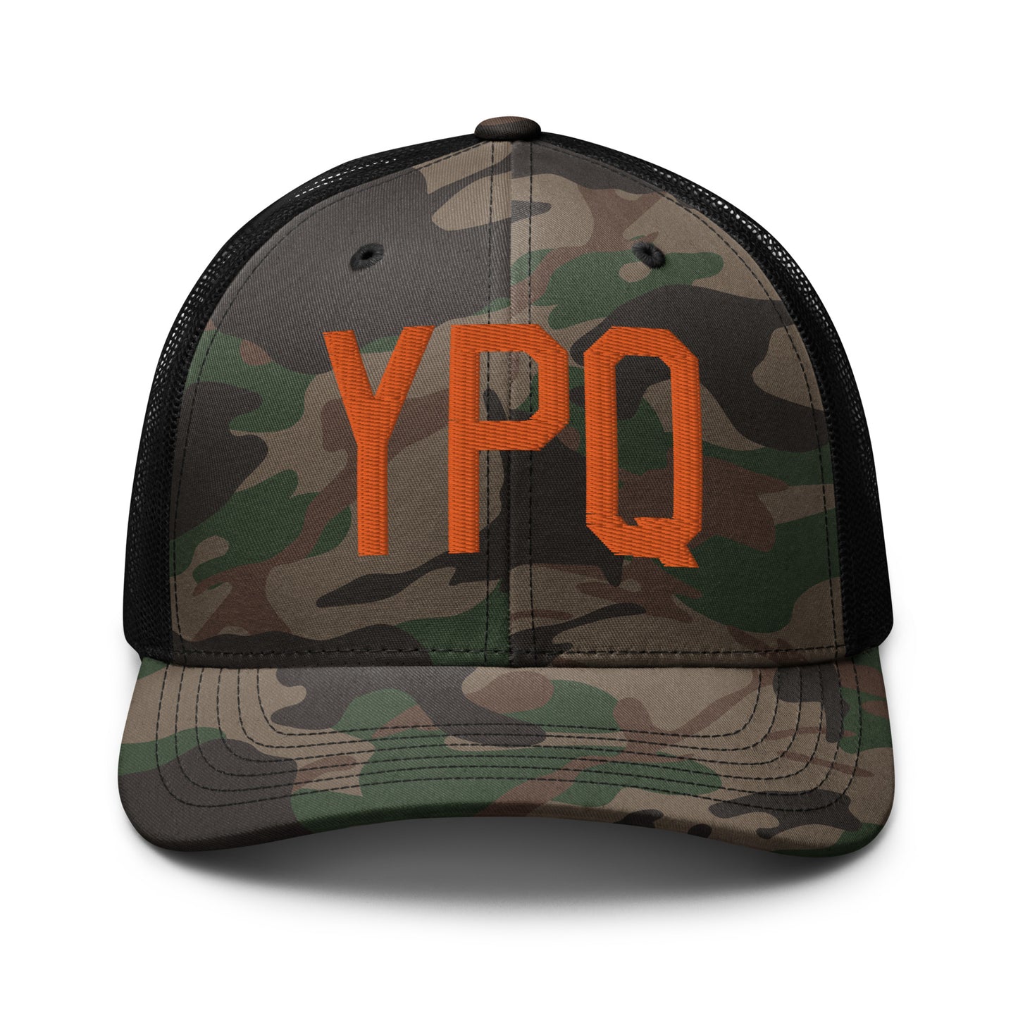 Airport Code Camouflage Trucker Hat - Orange • YPQ Peterborough • YHM Designs - Image 10