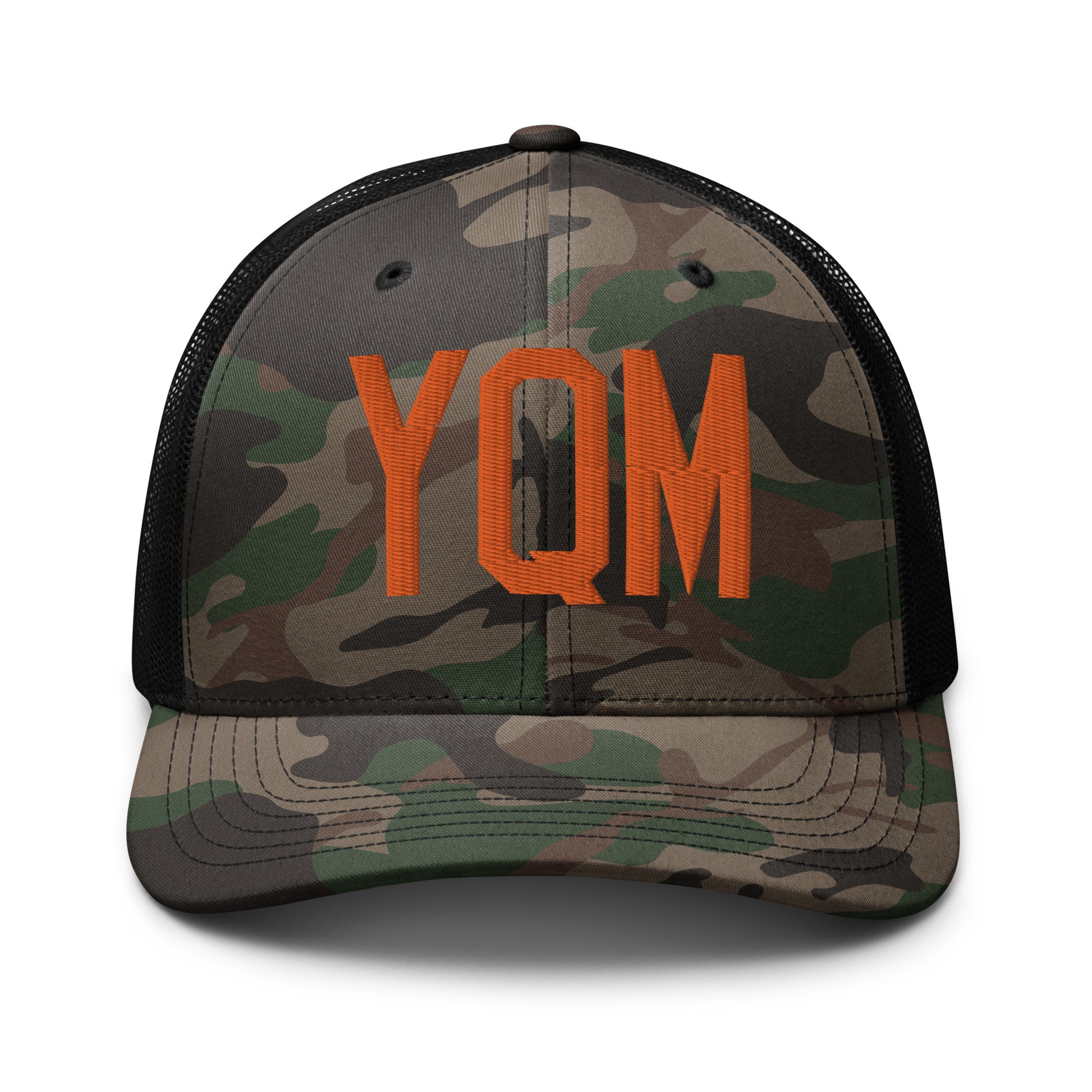 Airport Code Camouflage Trucker Hat - Orange • YQM Moncton • YHM Designs - Image 10