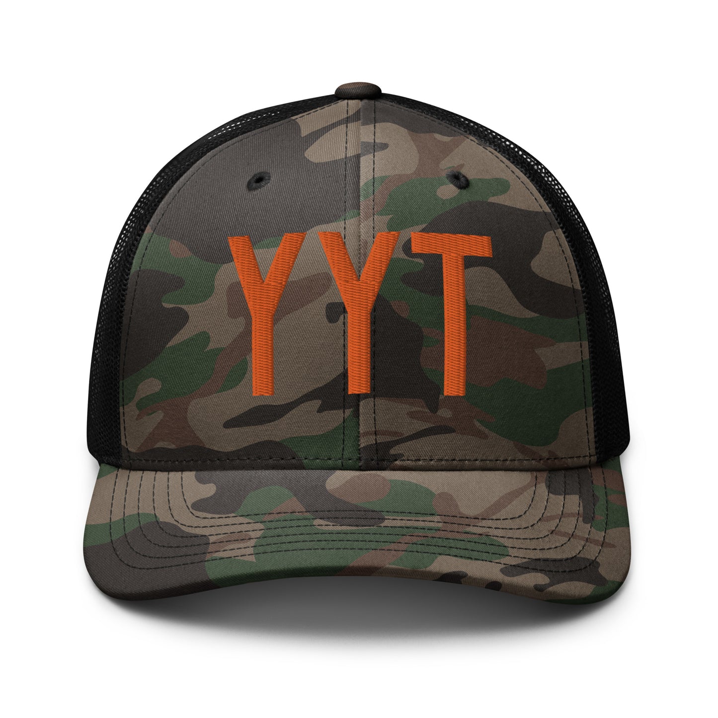 Airport Code Camouflage Trucker Hat - Orange • YYT St. John's • YHM Designs - Image 10