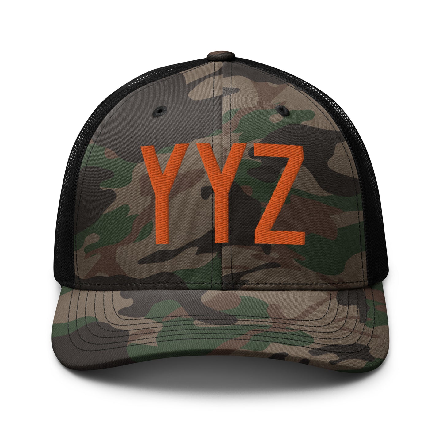 Airport Code Camouflage Trucker Hat - Orange • YYZ Toronto • YHM Designs - Image 10