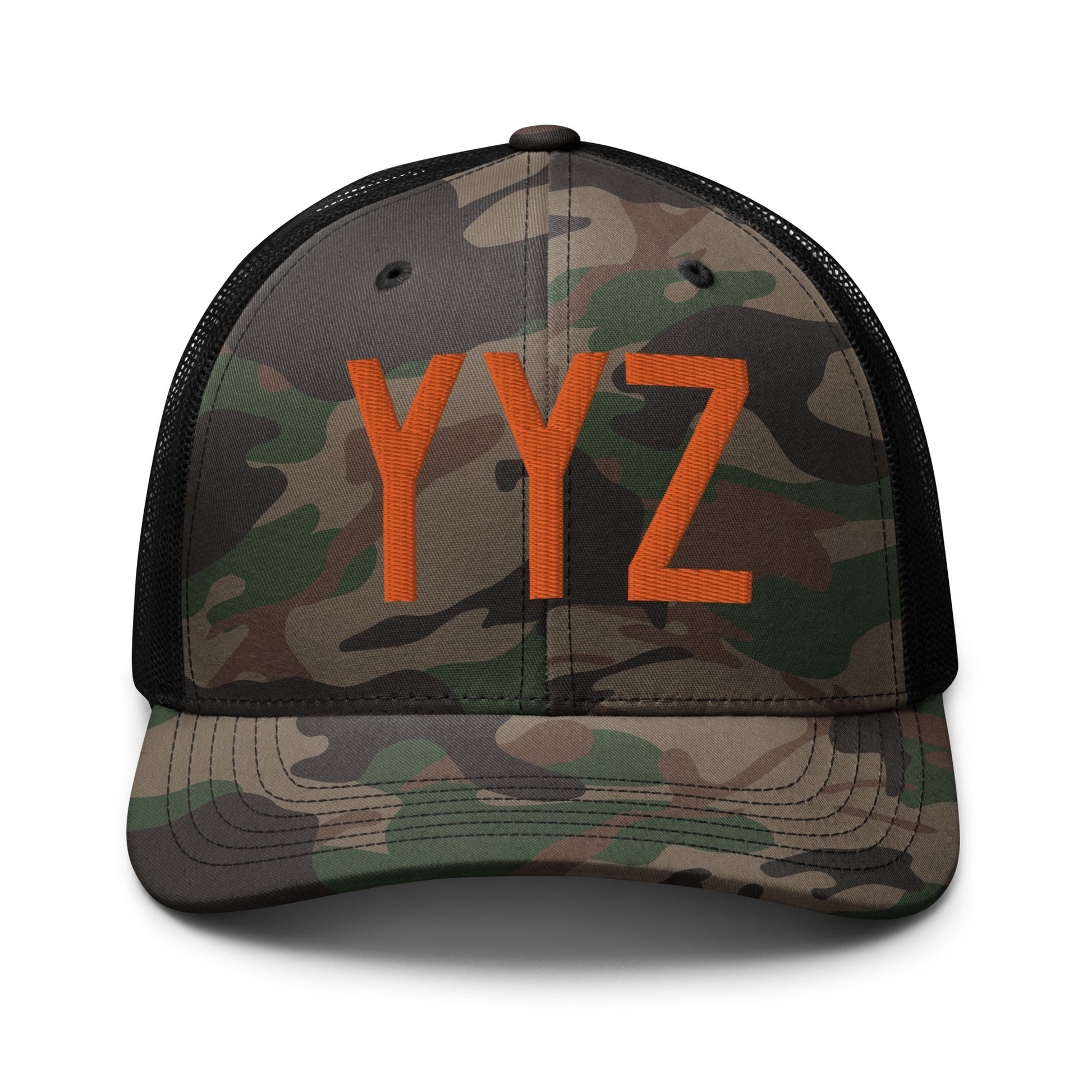Airport Code Camouflage Trucker Hat - Orange • YYZ Toronto • YHM Designs - Image 10
