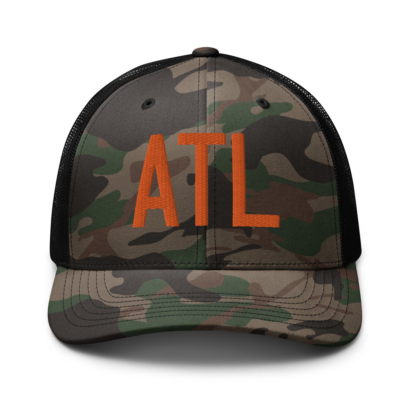 Airport Code Camouflage Trucker Hat - Orange • ATL Atlanta • YHM Designs - Image 10