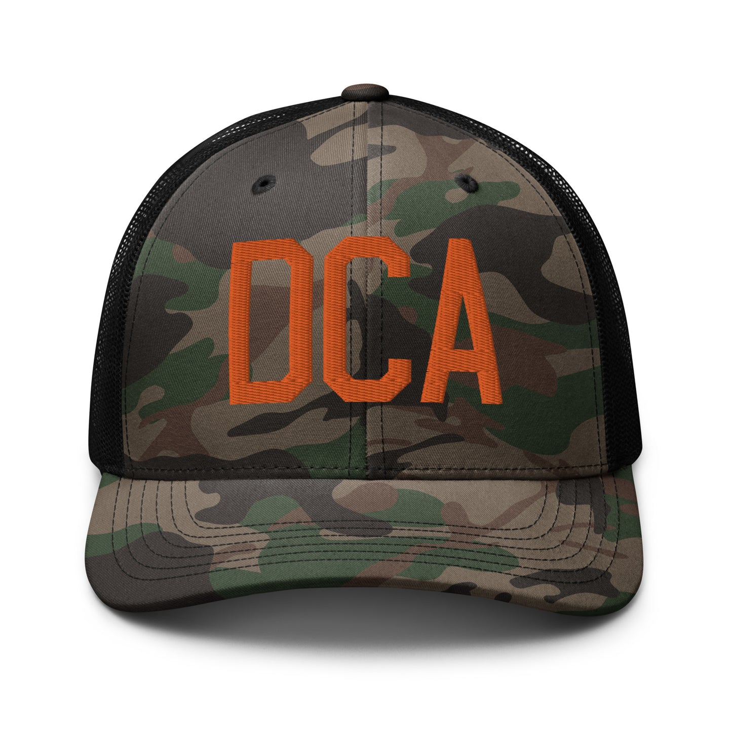 Airport Code Camouflage Trucker Hat - Orange • DCA Washington • YHM Designs - Image 10
