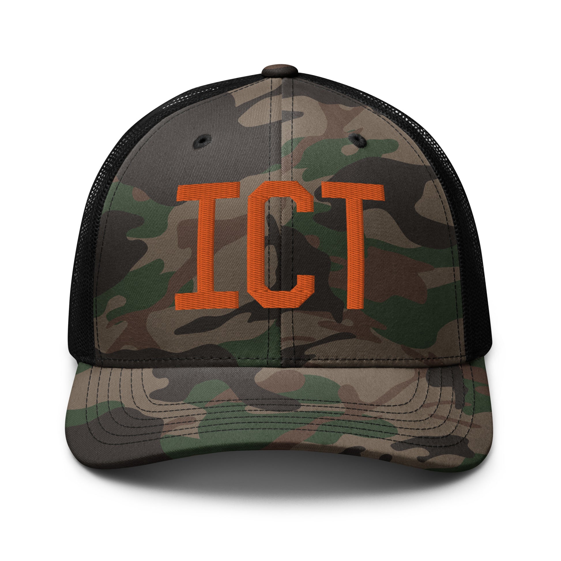 Airport Code Camouflage Trucker Hat - Orange • ICT Wichita • YHM Designs - Image 10