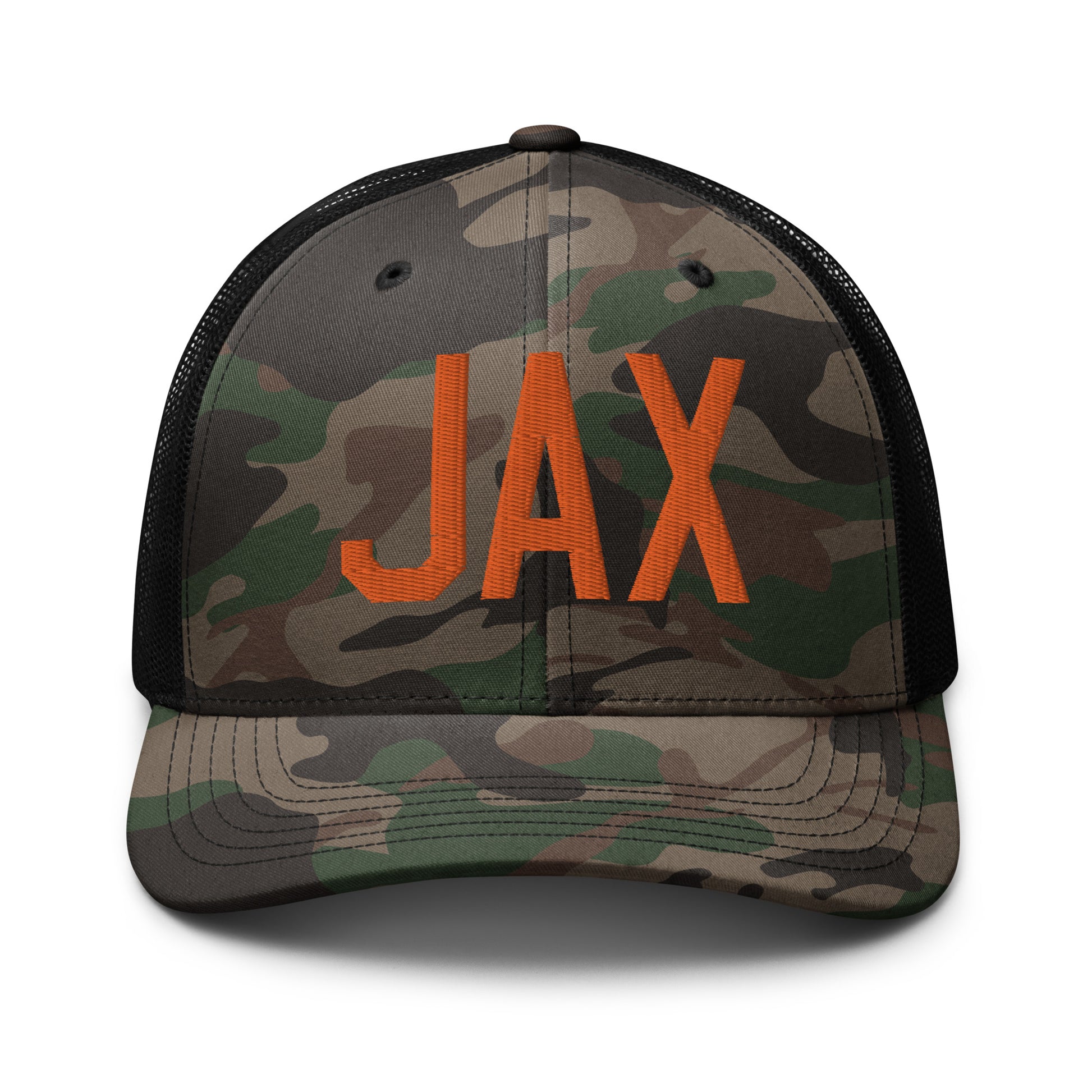Airport Code Camouflage Trucker Hat - Orange • JAX Jacksonville • YHM Designs - Image 10
