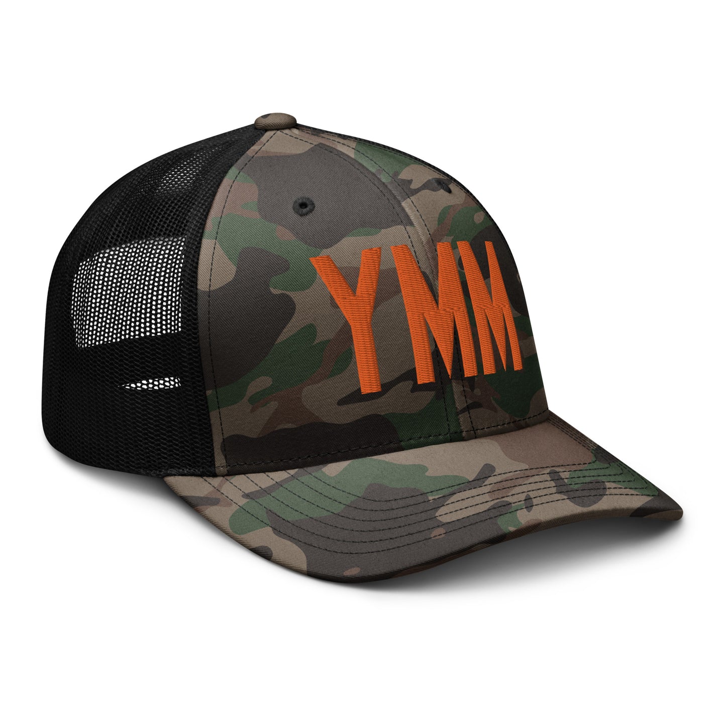 Airport Code Camouflage Trucker Hat - Orange • YMM Fort McMurray • YHM Designs - Image 12