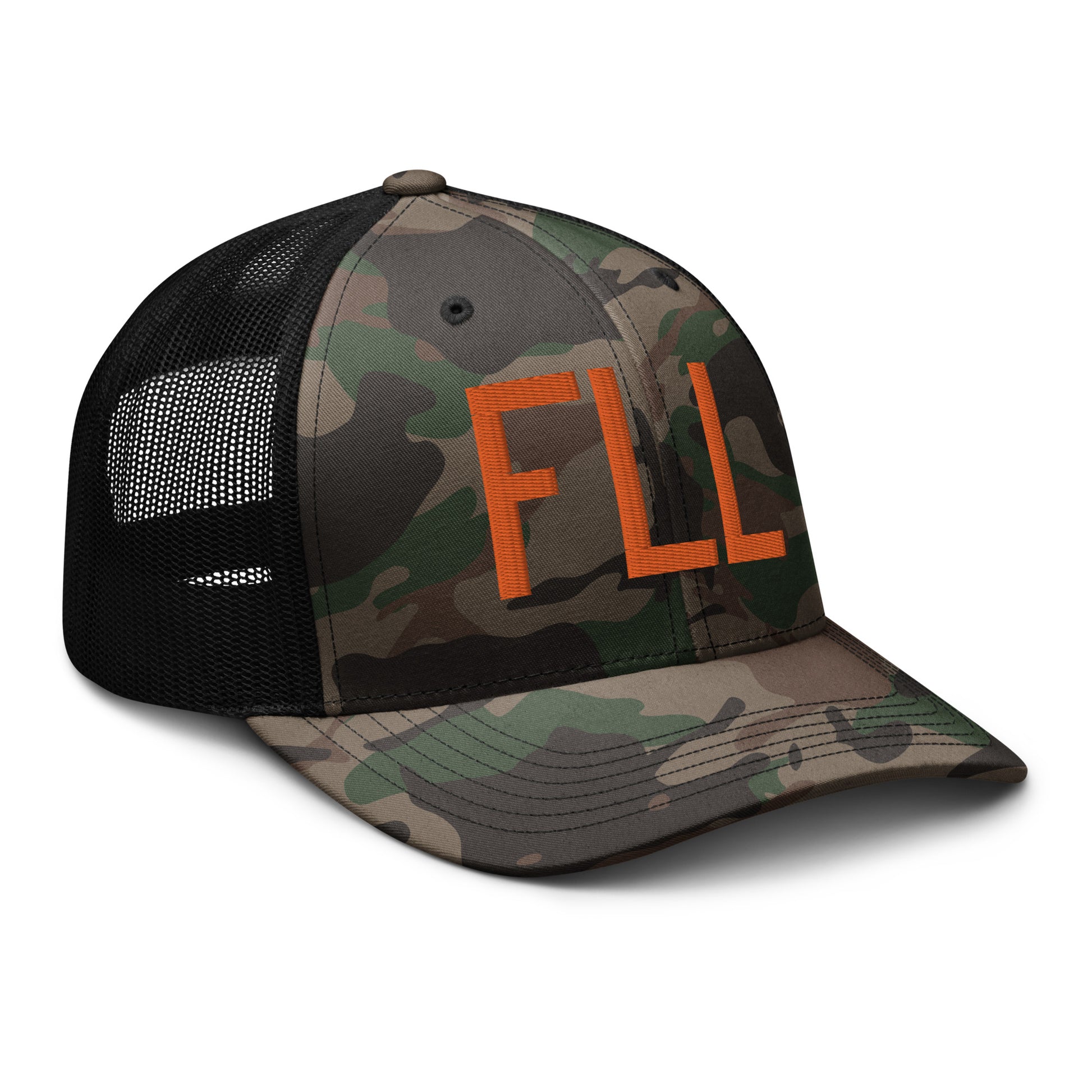 Airport Code Camouflage Trucker Hat - Orange • FLL Fort Lauderdale • YHM Designs - Image 12