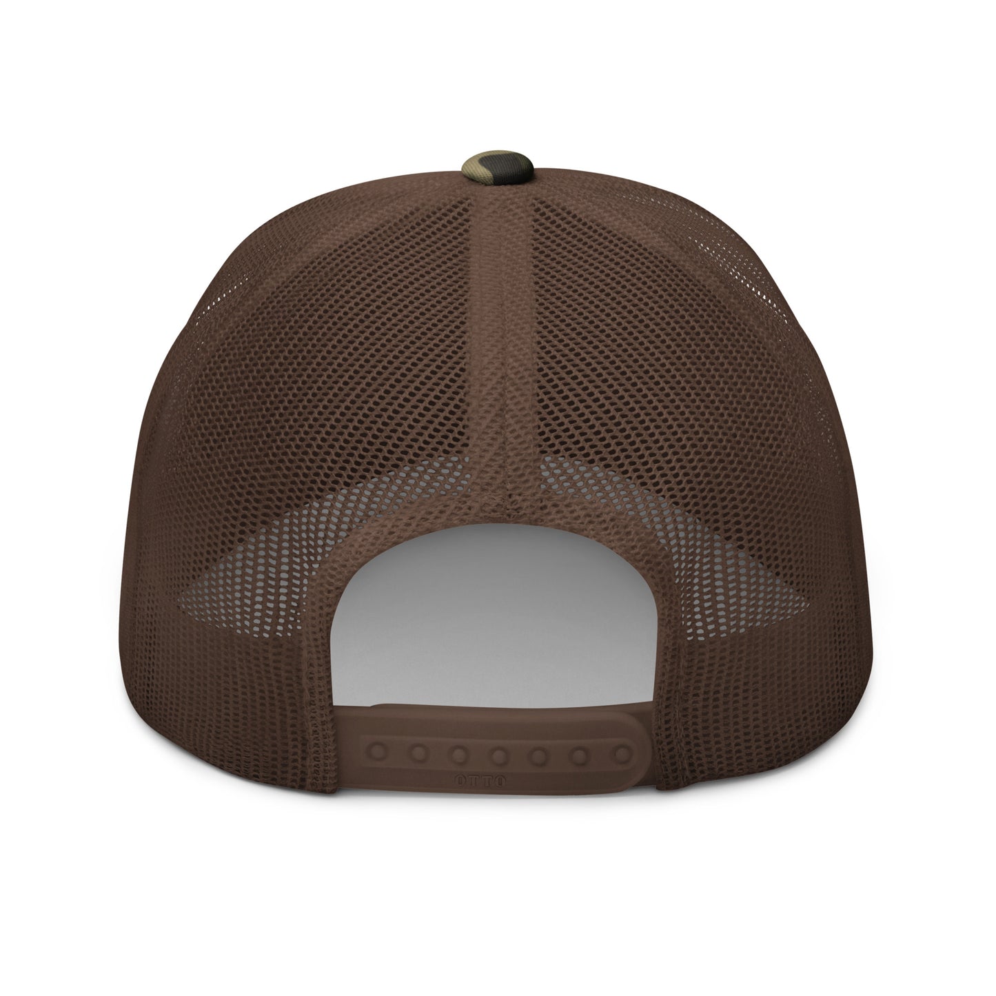 Airport Code Camouflage Trucker Hat - Orange • YSB Sudbury • YHM Designs - Image 14