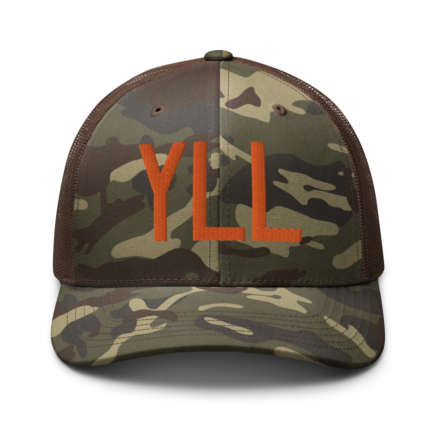 Airport Code Camouflage Trucker Hat - Orange • YLL Lloydminster • YHM Designs - Image 13