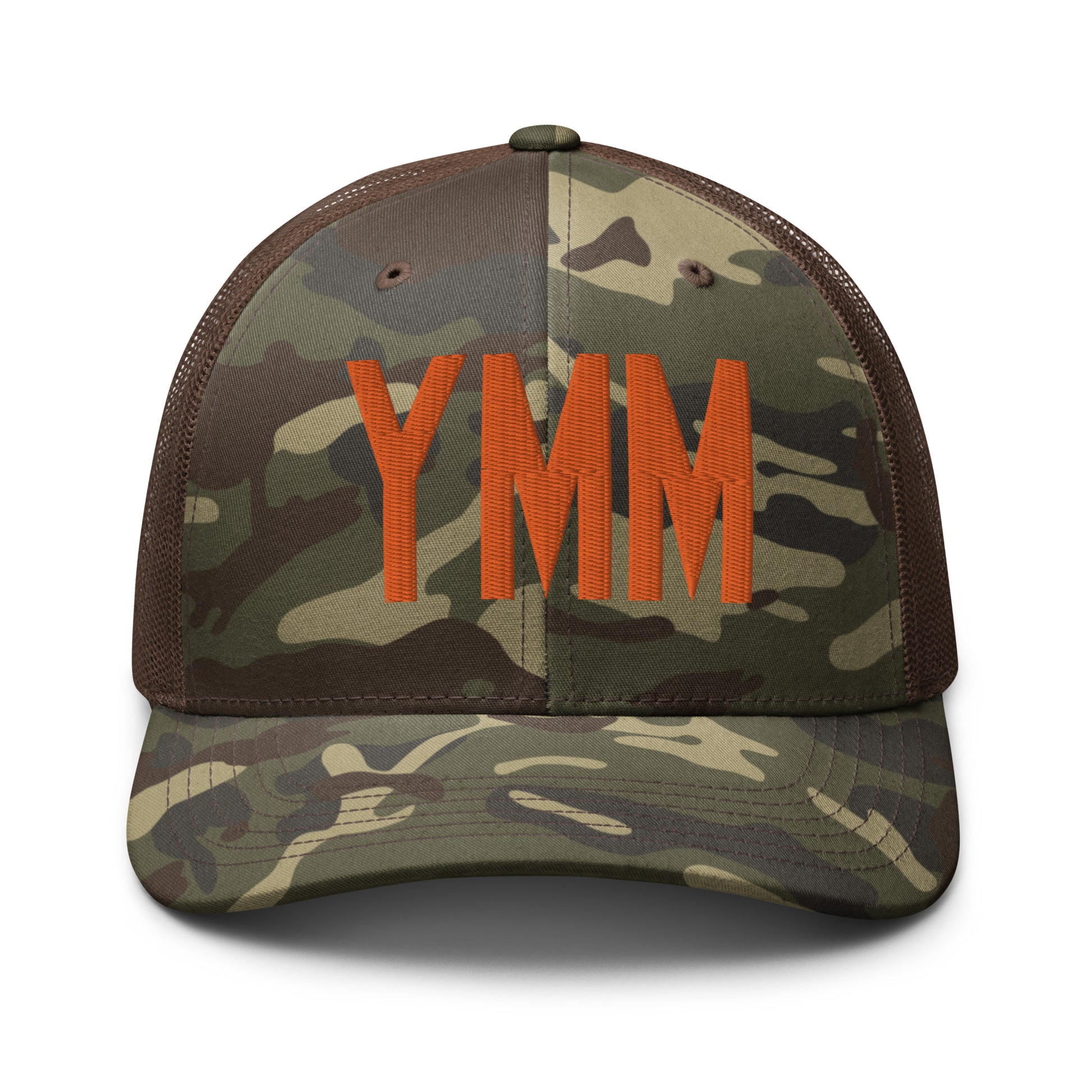 Airport Code Camouflage Trucker Hat - Orange • YMM Fort McMurray • YHM Designs - Image 13