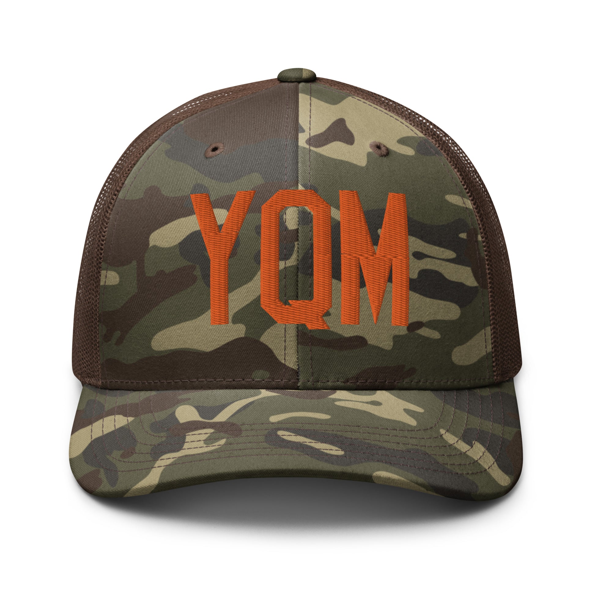 Airport Code Camouflage Trucker Hat - Orange • YQM Moncton • YHM Designs - Image 13