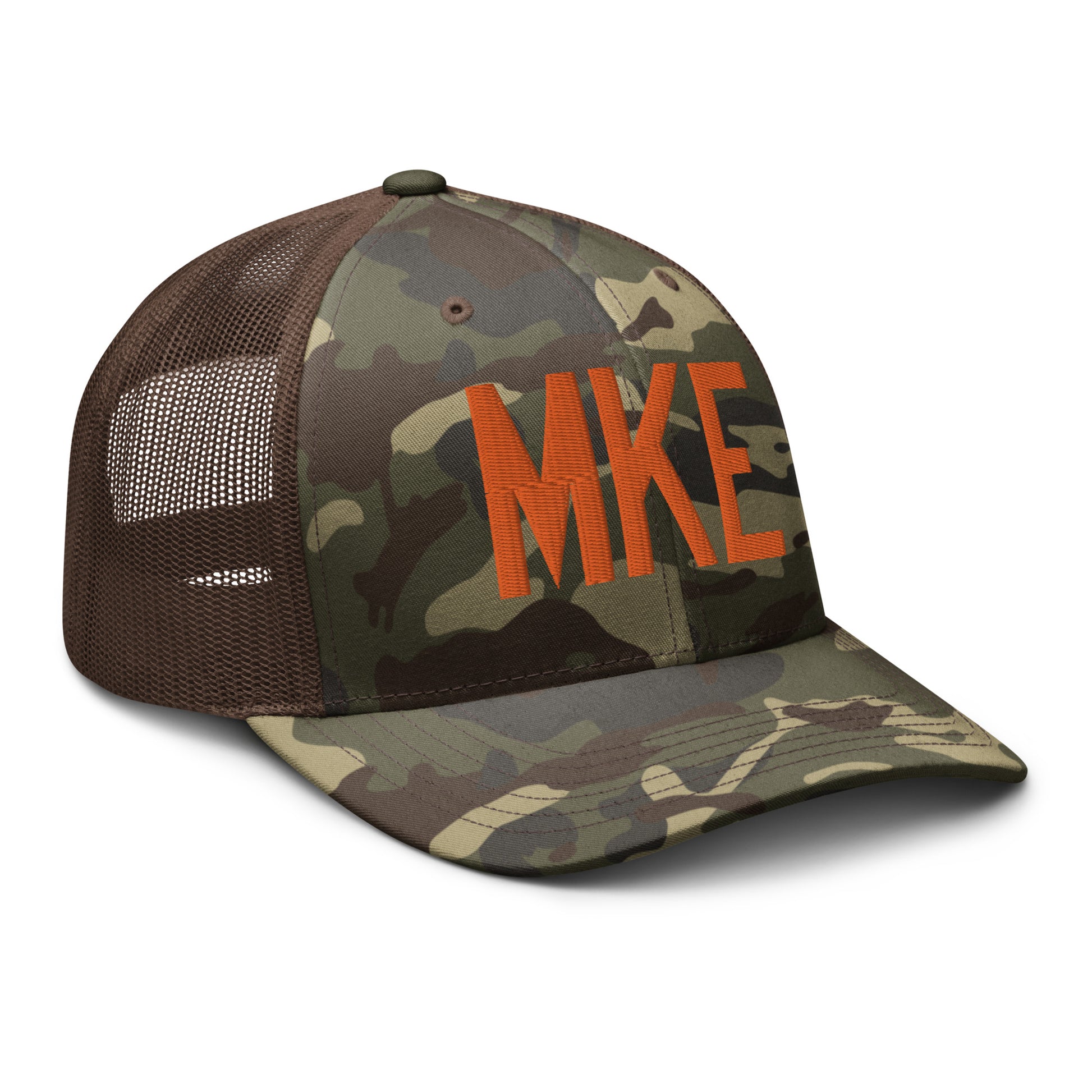 Airport Code Camouflage Trucker Hat - Orange • MKE Milwaukee • YHM Designs - Image 16