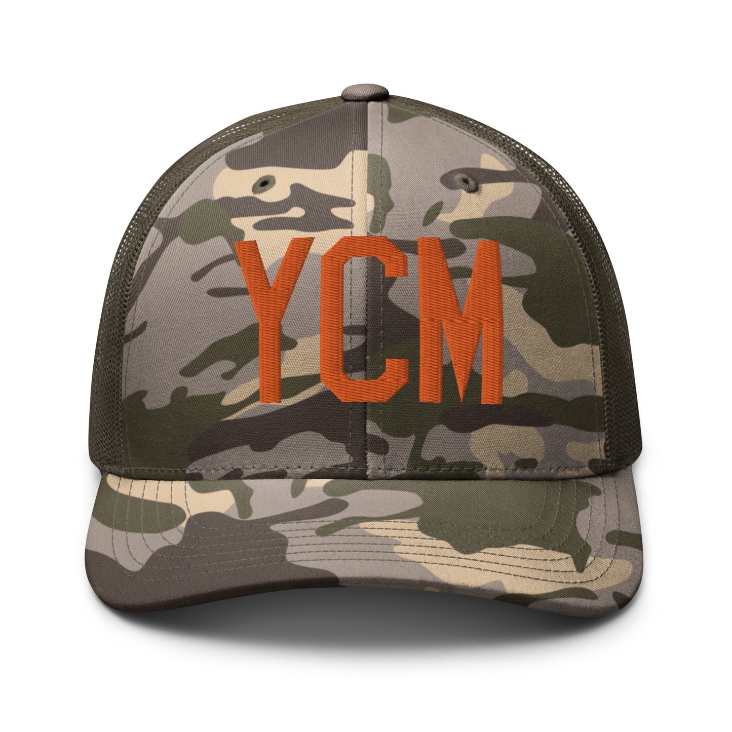 Airport Code Camouflage Trucker Hat - Orange • YCM St. Catharines • YHM Designs - Image 17