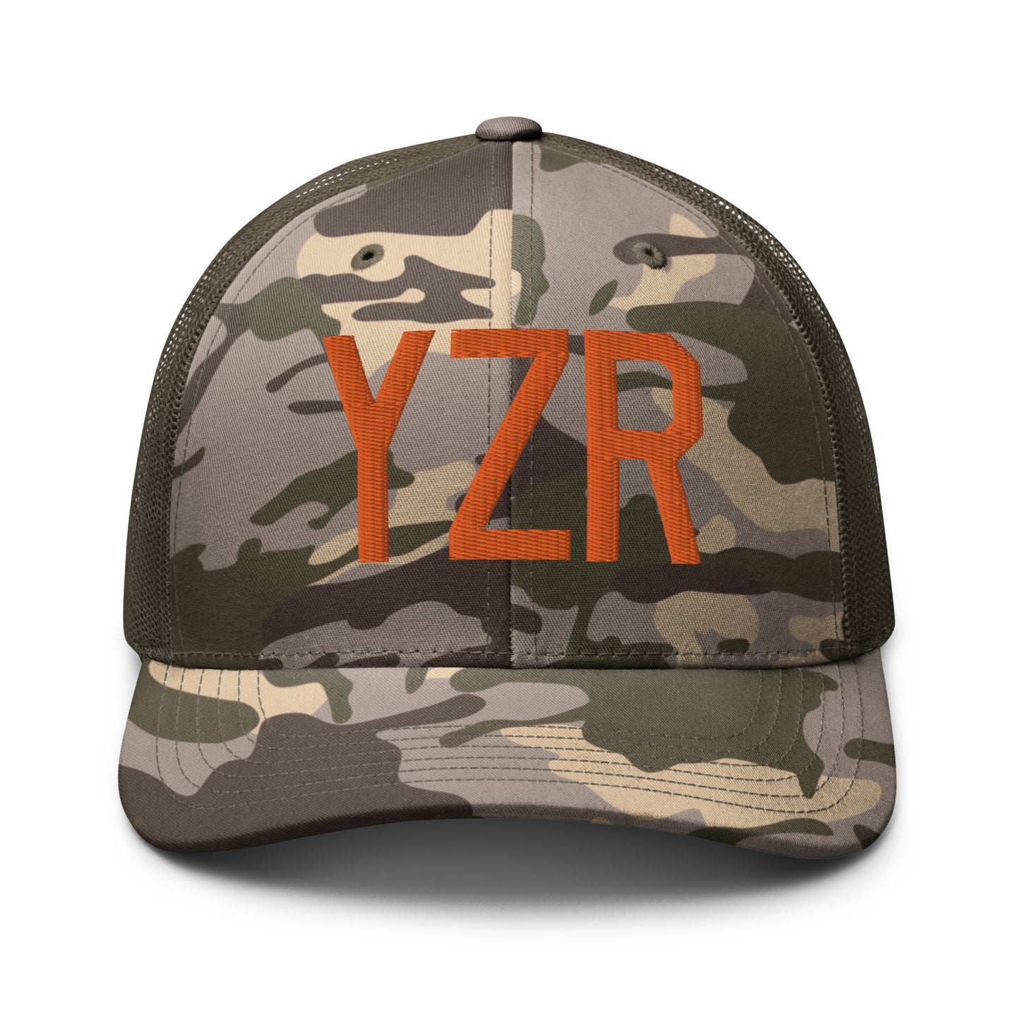 Airport Code Camouflage Trucker Hat - Orange • YZR Sarnia • YHM Designs - Image 17