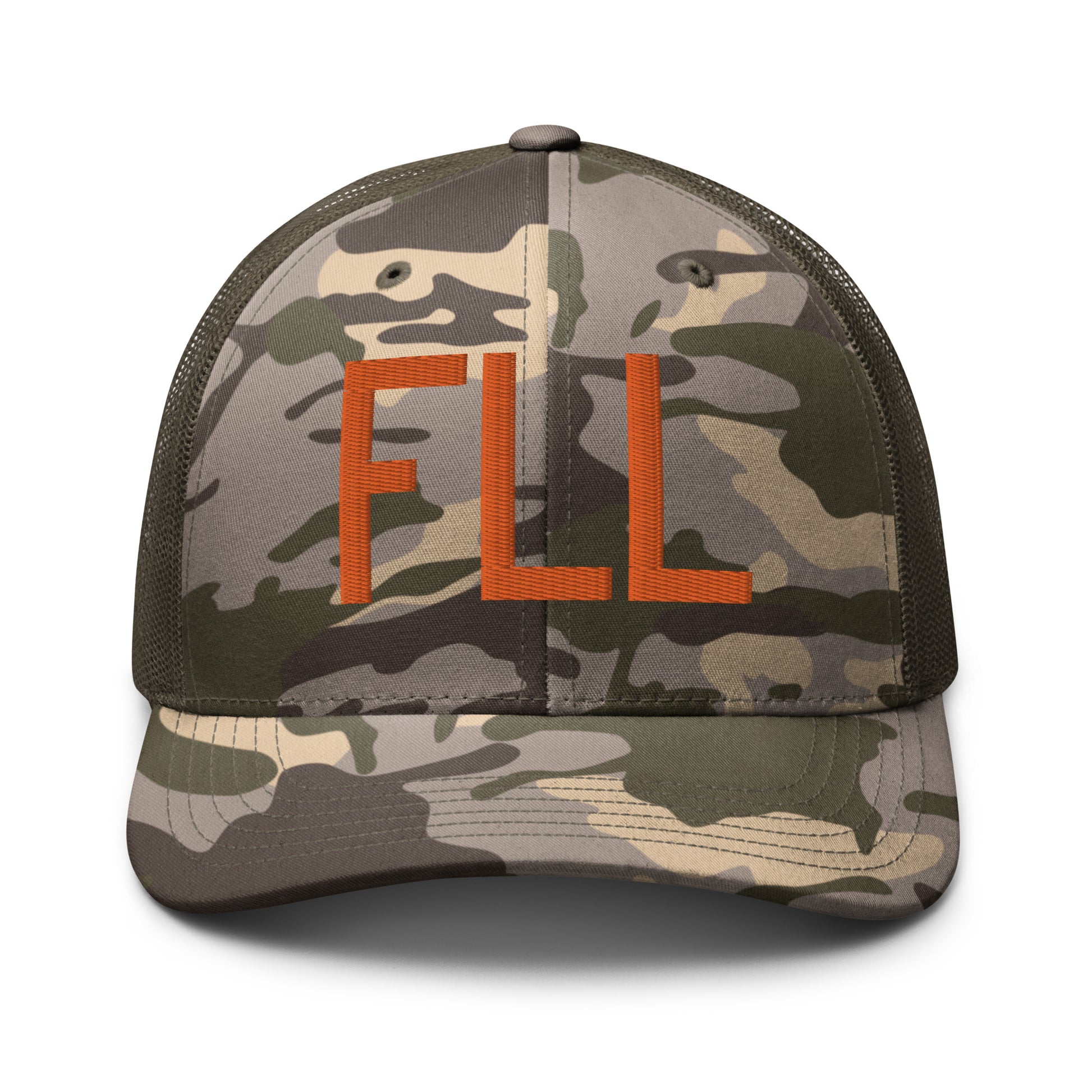 Airport Code Camouflage Trucker Hat - Orange • FLL Fort Lauderdale • YHM Designs - Image 17
