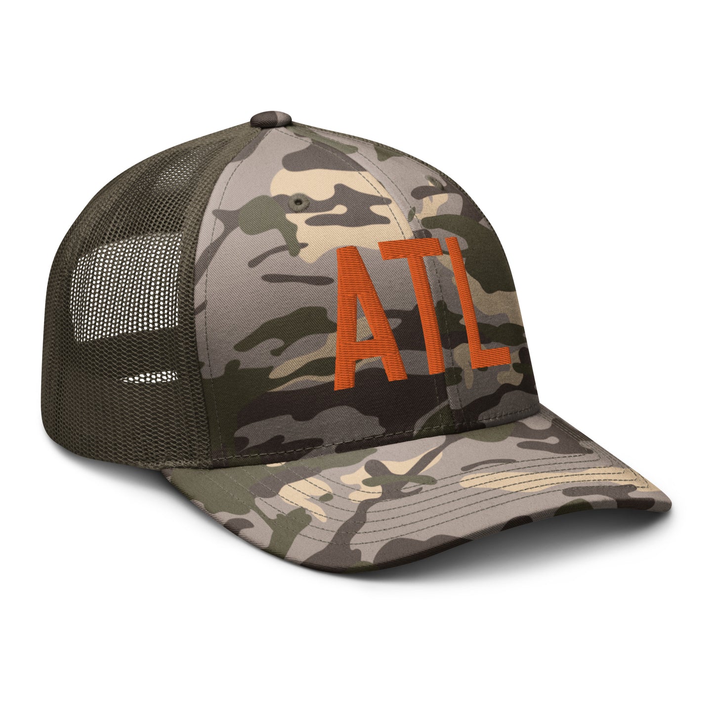 Airport Code Camouflage Trucker Hat - Orange • ATL Atlanta • YHM Designs - Image 20