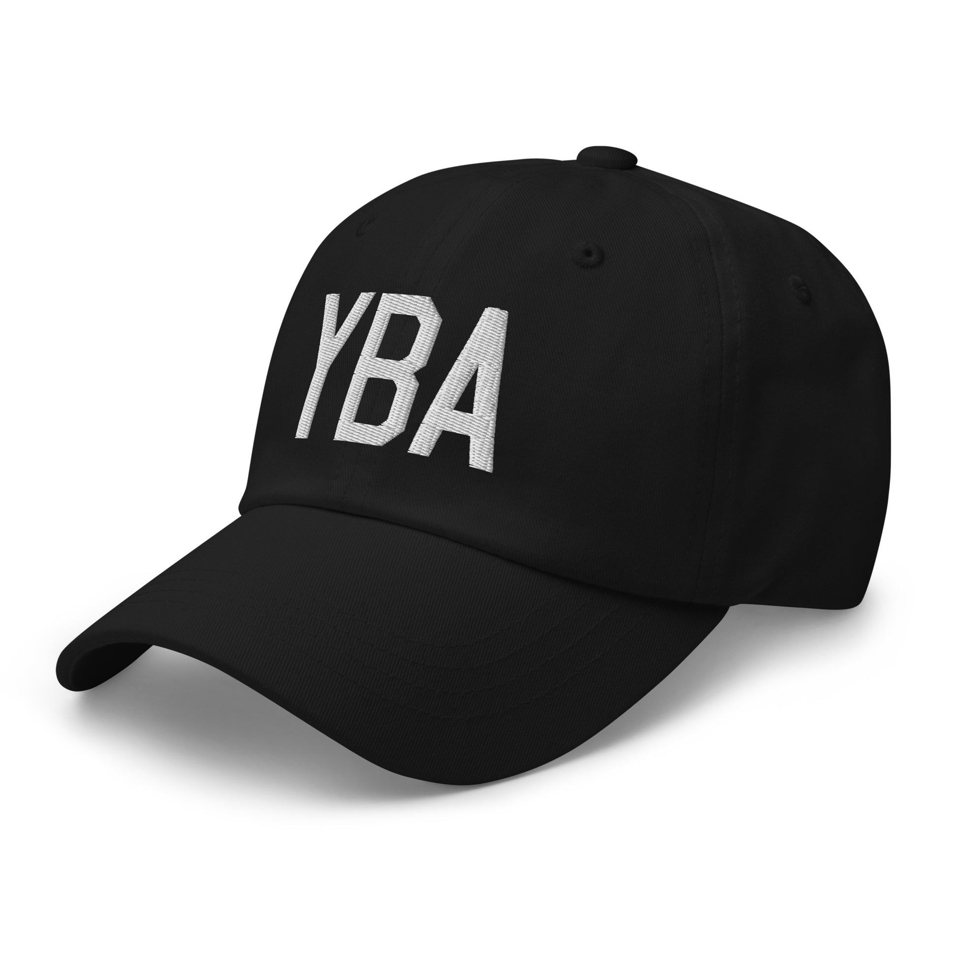 Airport Code Baseball Cap - White • YBA Banff • YHM Designs - Image 01