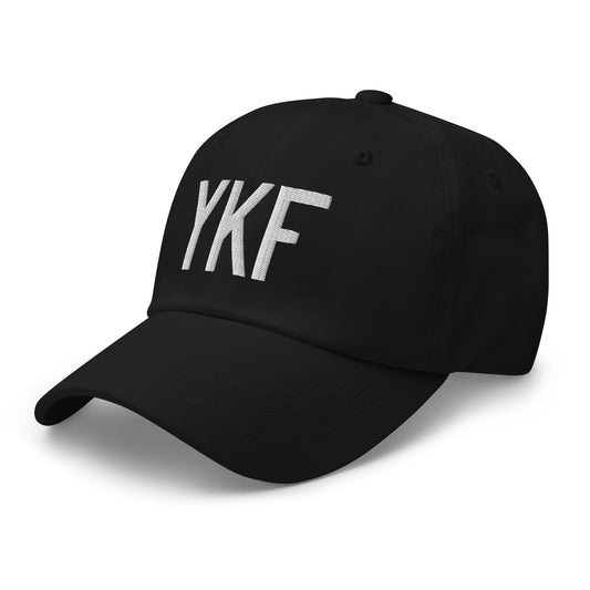 Airport Code Baseball Cap - White • YKF Waterloo • YHM Designs - Image 01