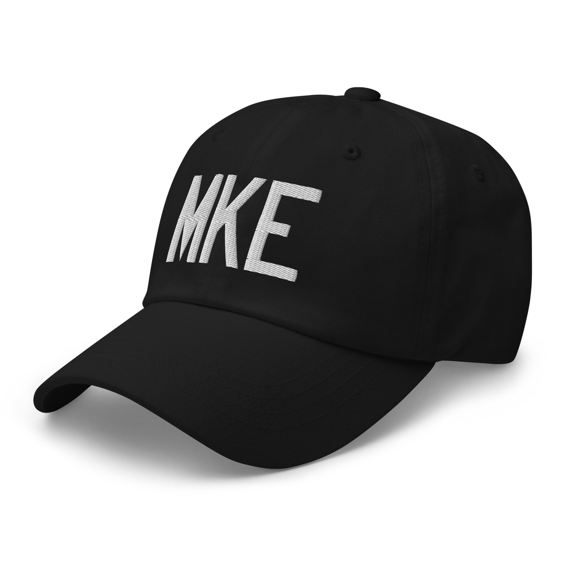 Airport Code Baseball Cap - White • MKE Milwaukee • YHM Designs - Image 01