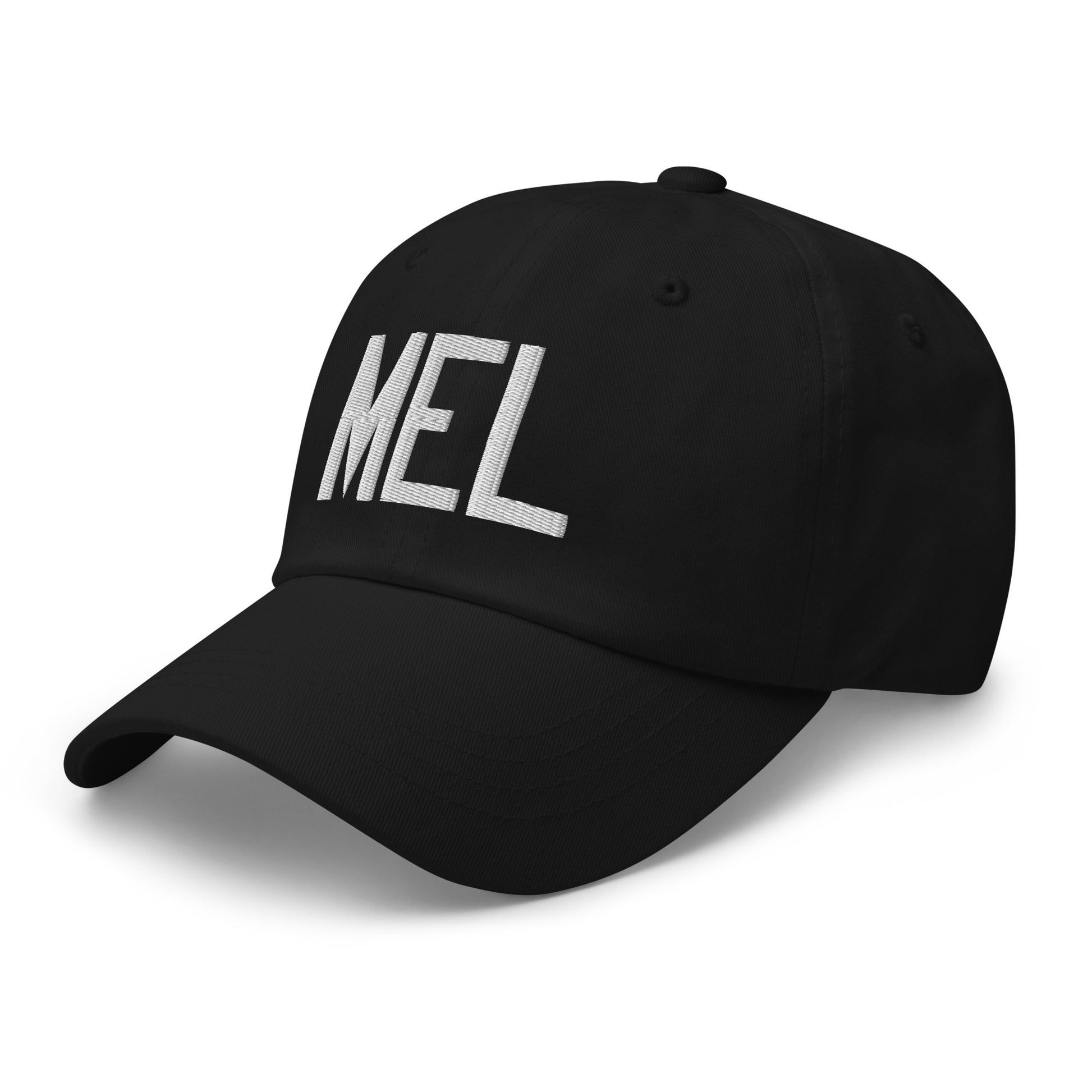 Airport Code Baseball Cap - White • MEL Melbourne • YHM Designs - Image 01