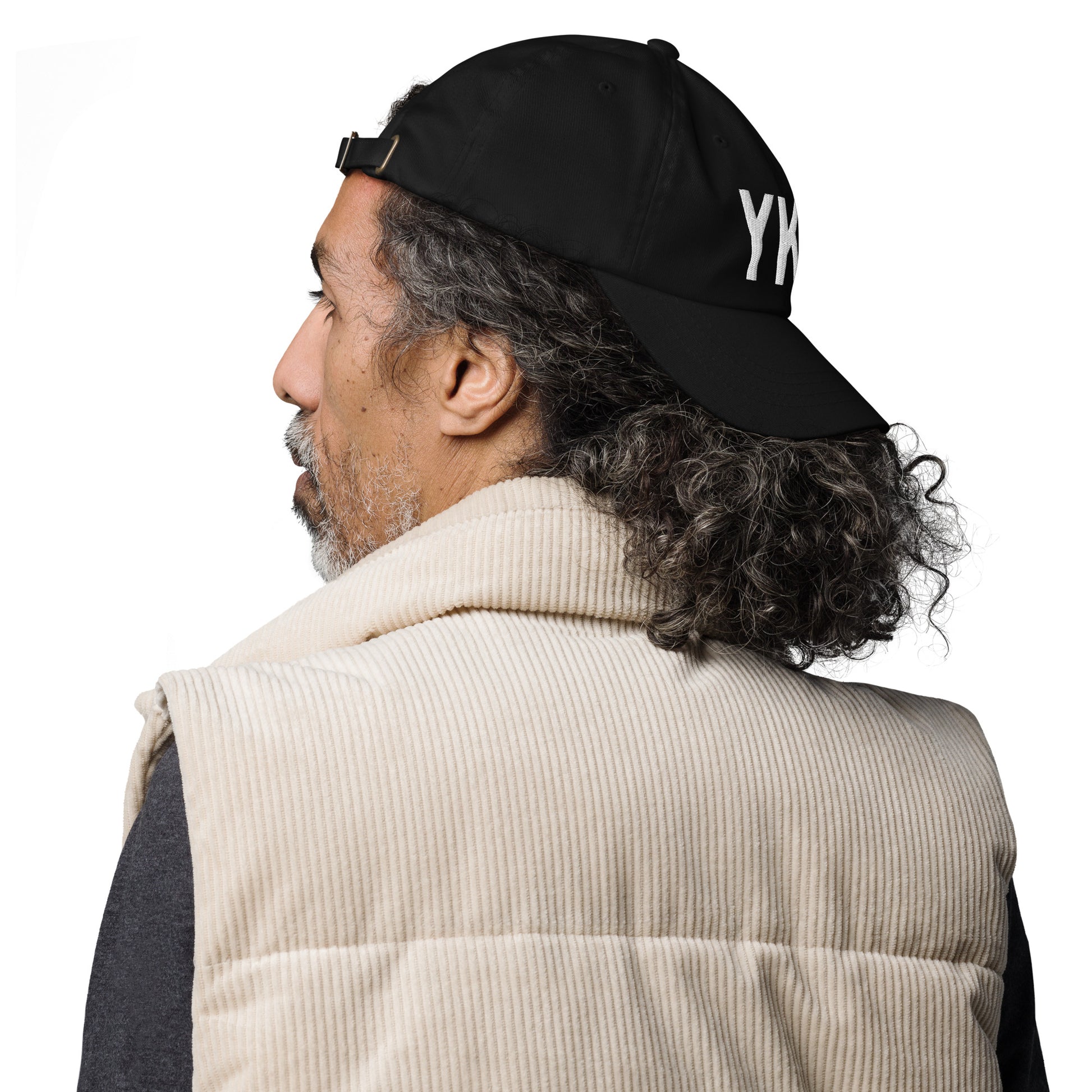 Airport Code Baseball Cap - White • YKF Waterloo • YHM Designs - Image 03