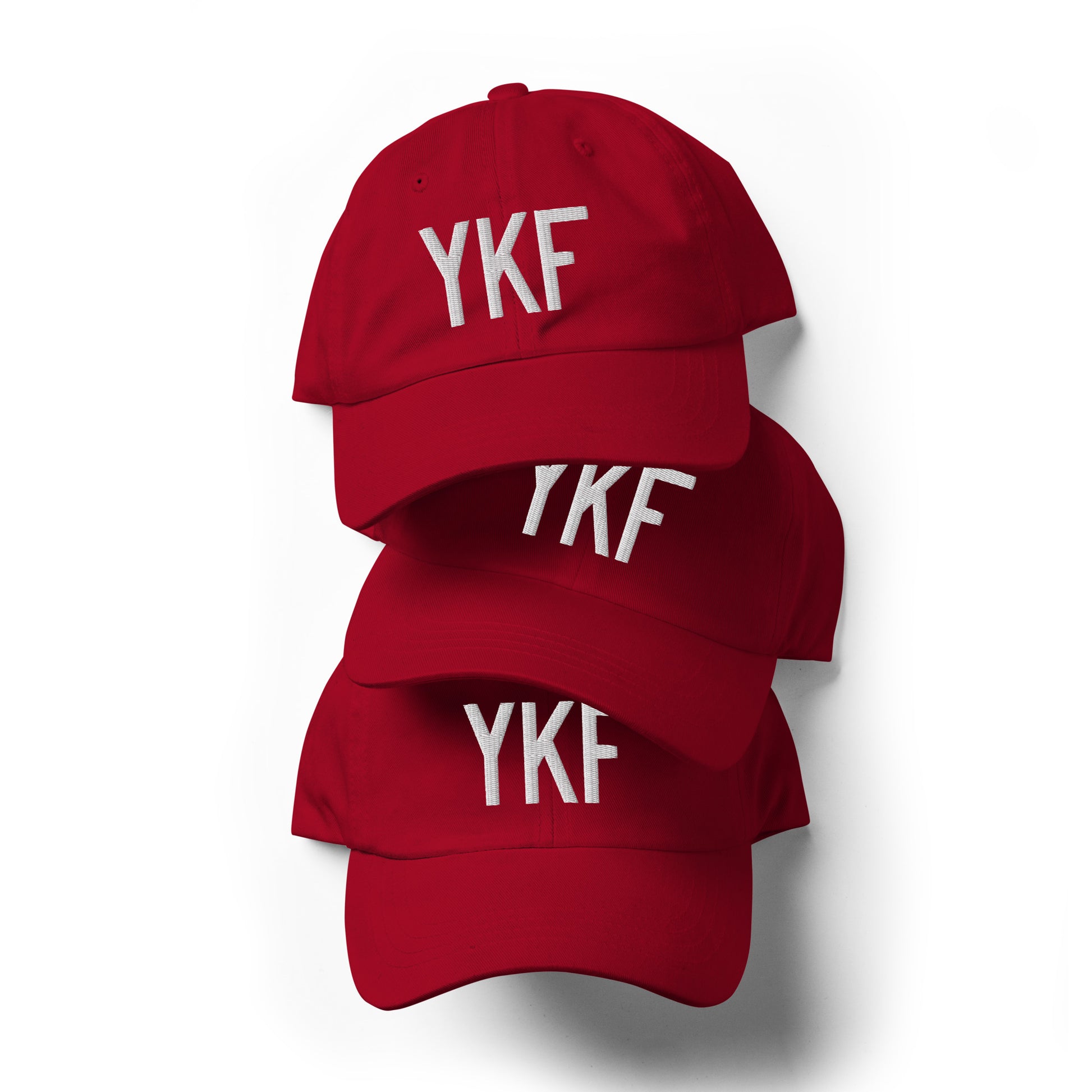 Airport Code Baseball Cap - White • YKF Waterloo • YHM Designs - Image 07