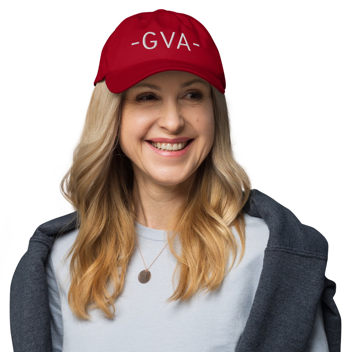 GVA Geneva Baseball Cap • Minimalist Lettering in White • YHM Designs - Image 04