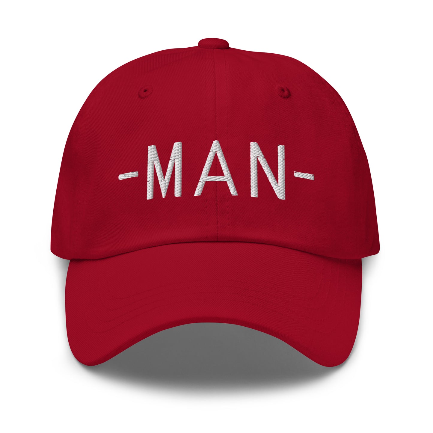 MAN Manchester Baseball Cap • Minimalist Lettering in White • YHM Designs - Image 16