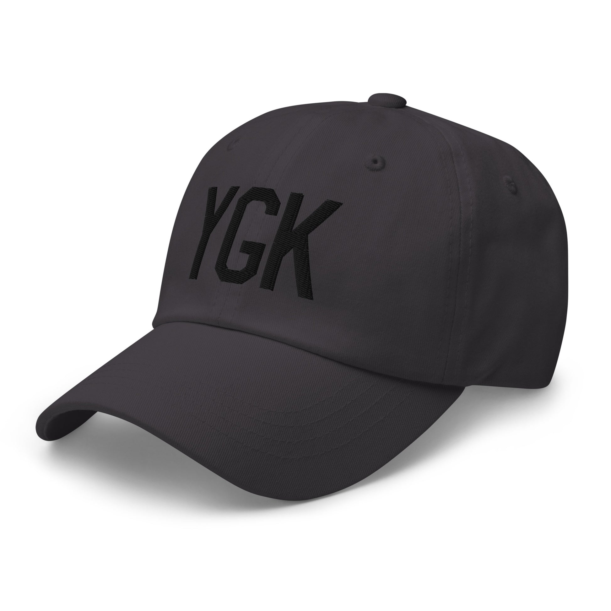 Airport Code Baseball Cap - Black • YGK Kingston • YHM Designs - Image 01