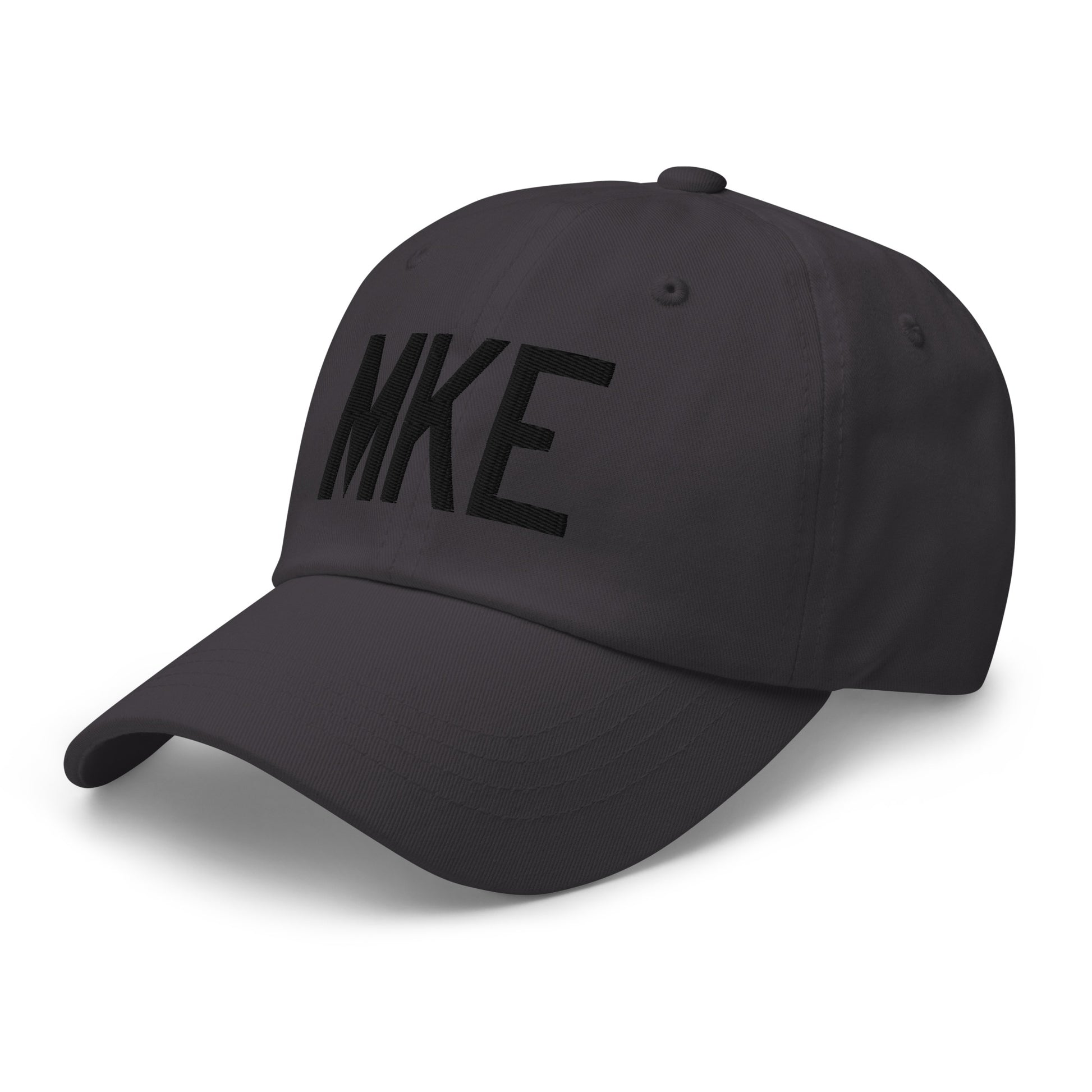 Airport Code Baseball Cap - Black • MKE Milwaukee • YHM Designs - Image 01