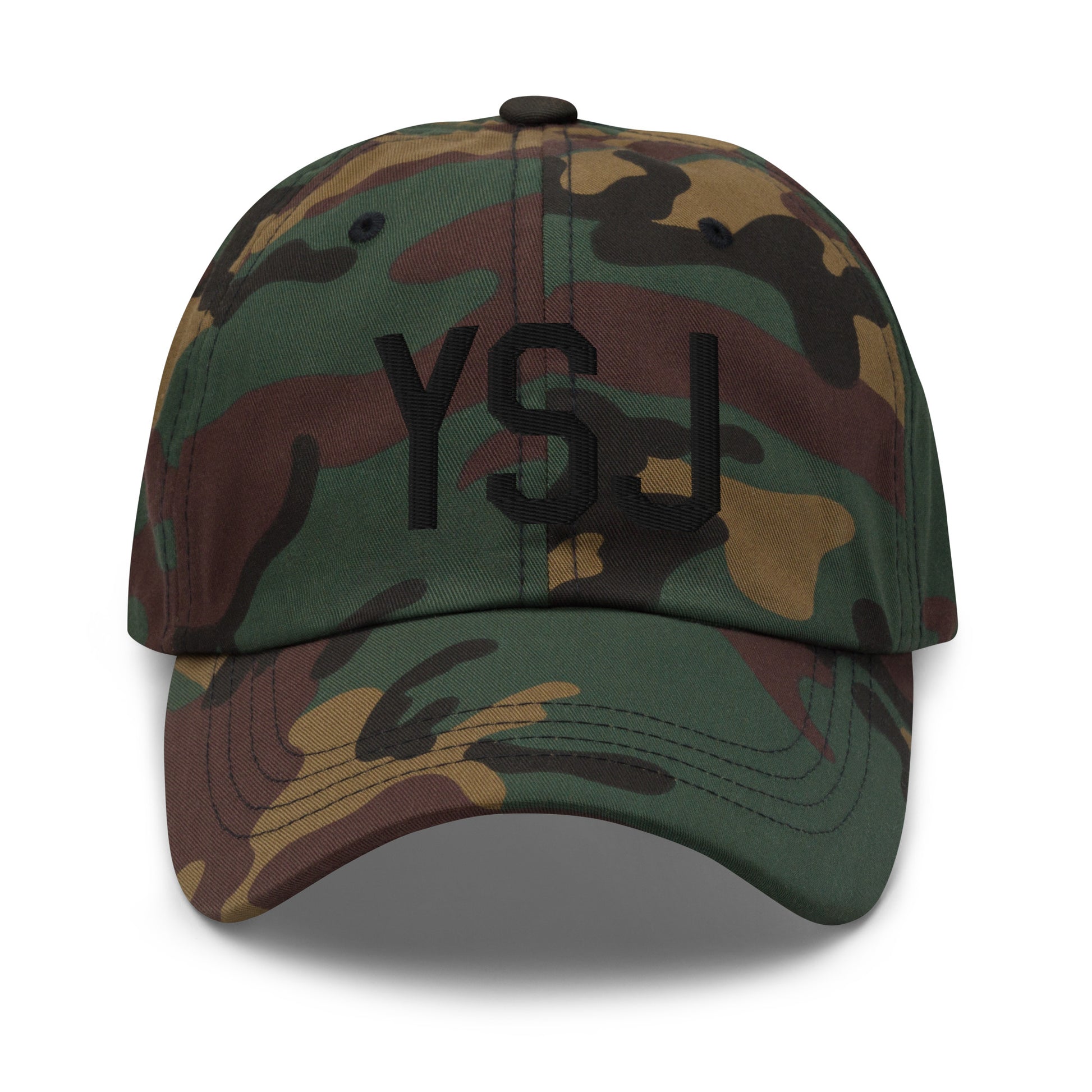 Airport Code Baseball Cap - Black • YSJ Saint John • YHM Designs - Image 15