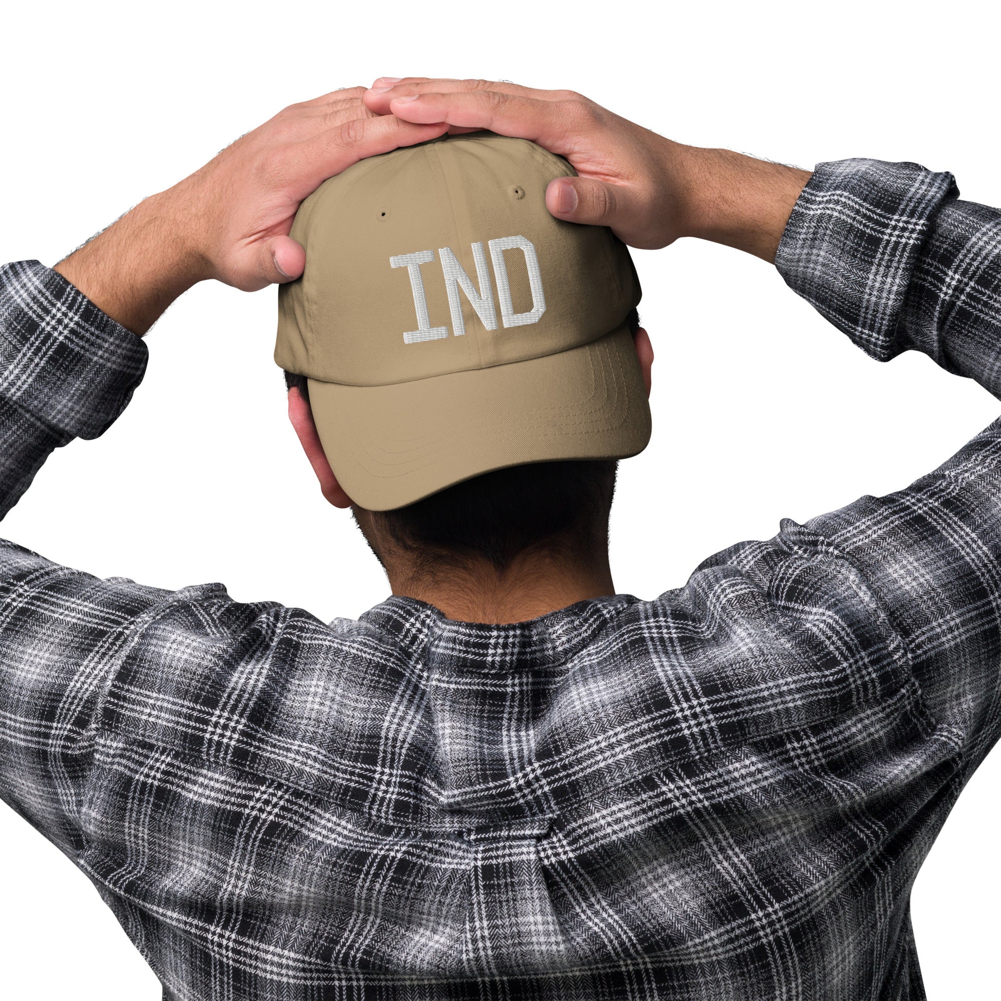 Airport Code Baseball Cap - White • IND Indianapolis • YHM Designs - Image 08