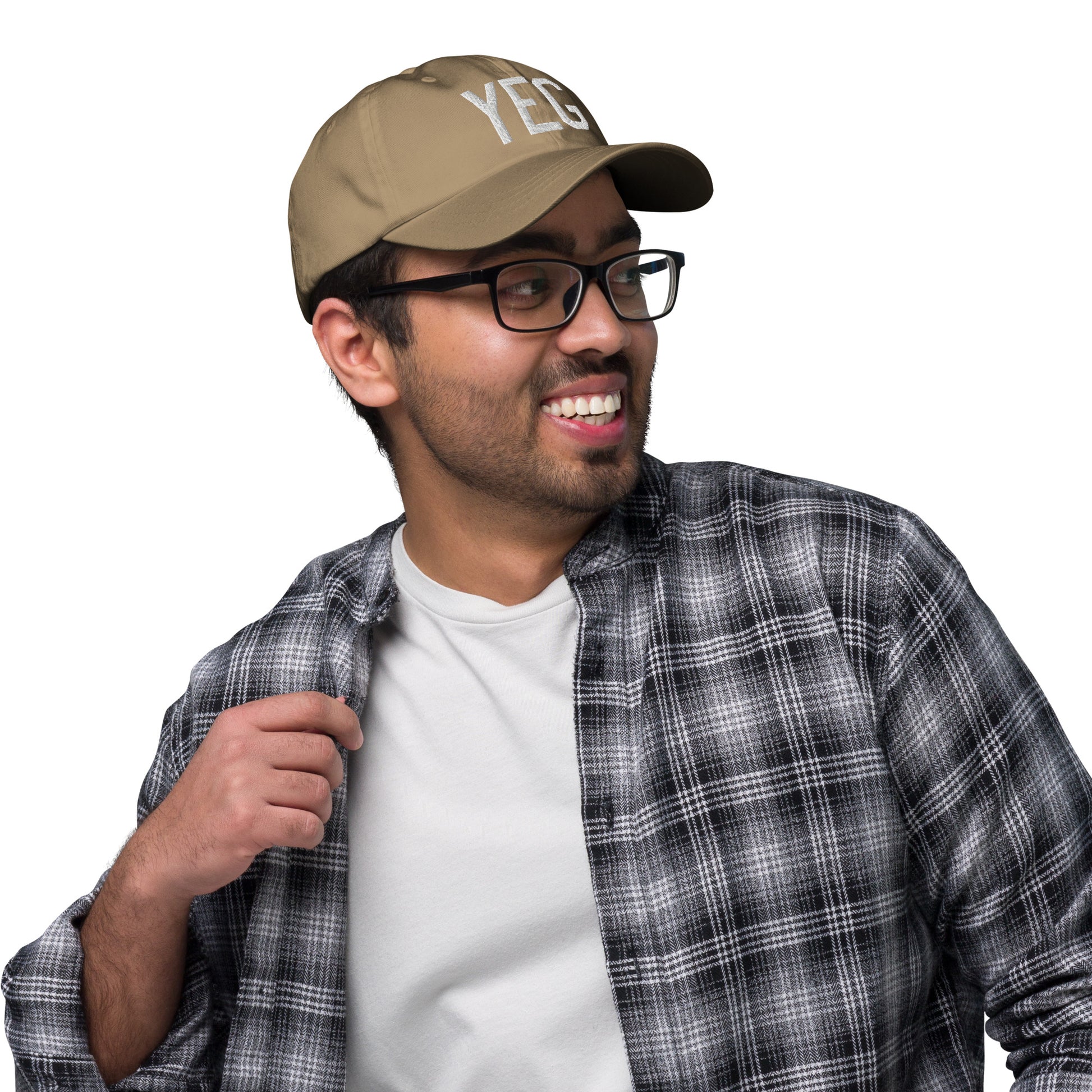 Airport Code Baseball Cap - White • YEG Edmonton • YHM Designs - Image 09