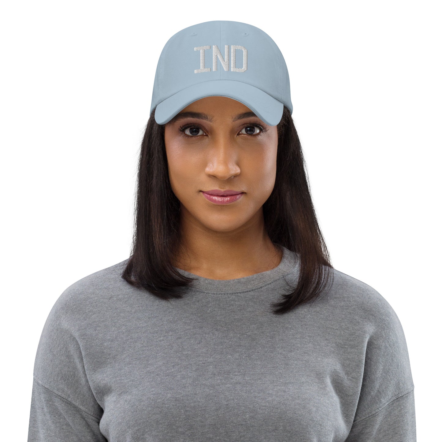 Airport Code Baseball Cap - White • IND Indianapolis • YHM Designs - Image 12