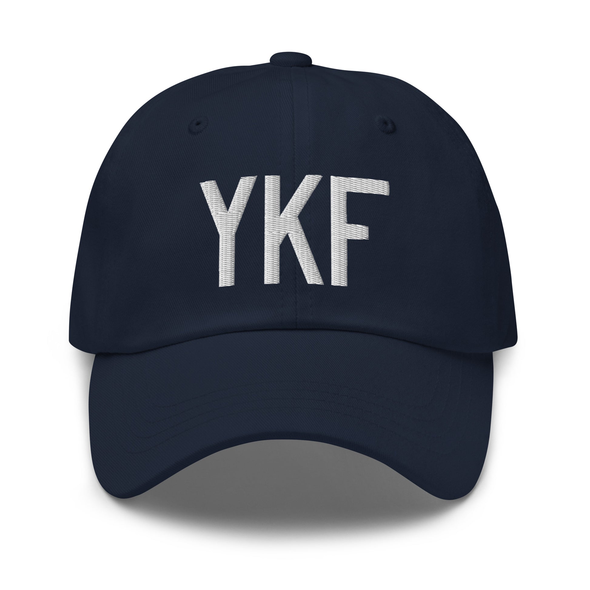 Airport Code Baseball Cap - White • YKF Waterloo • YHM Designs - Image 16