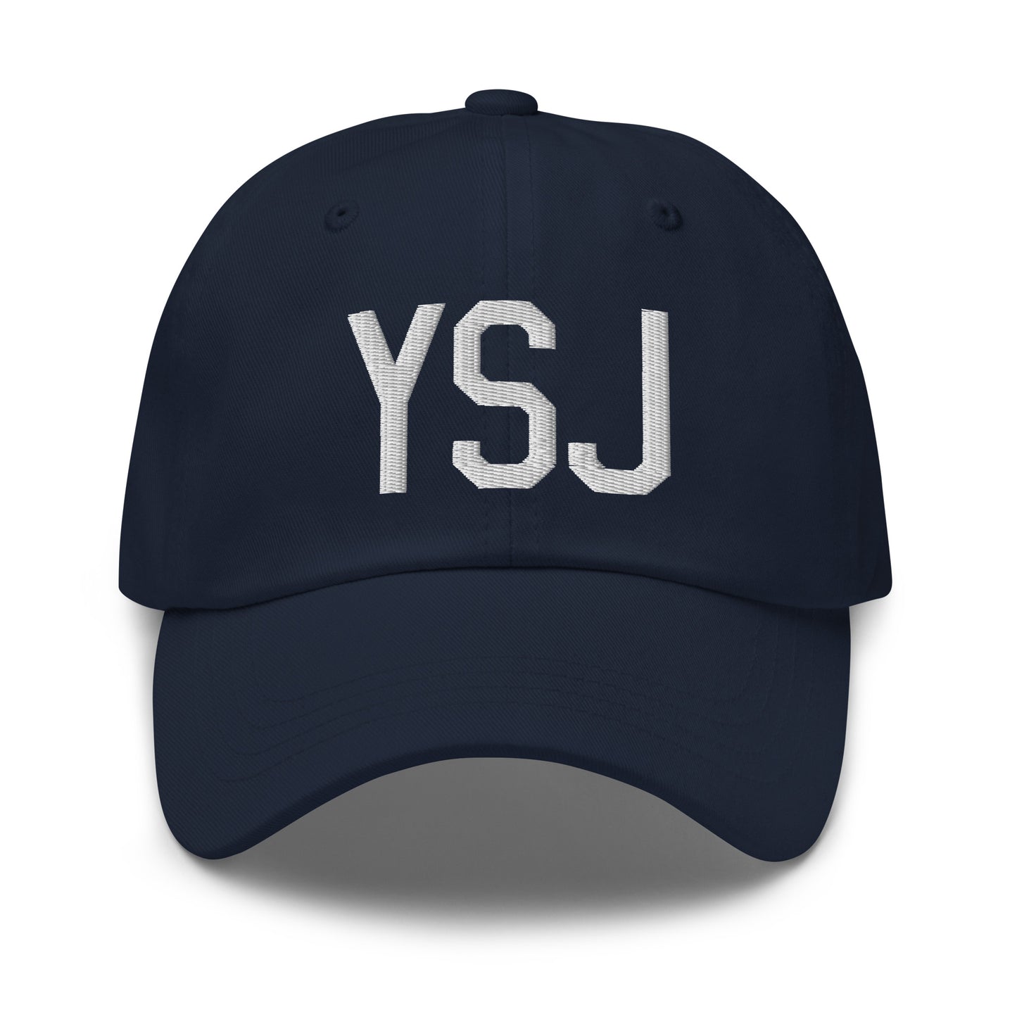 Airport Code Baseball Cap - White • YSJ Saint John • YHM Designs - Image 16