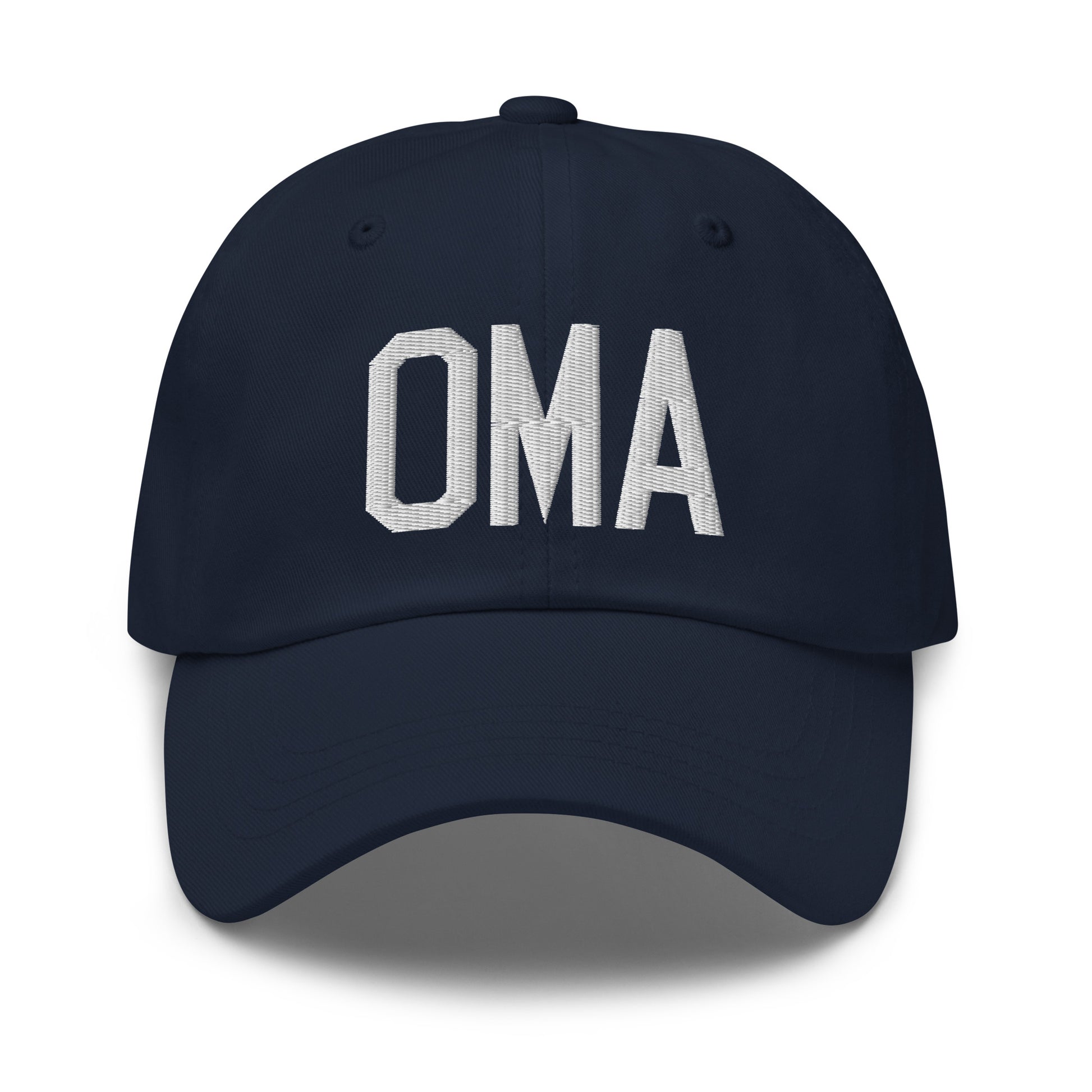 Airport Code Baseball Cap - White • OMA Omaha • YHM Designs - Image 16