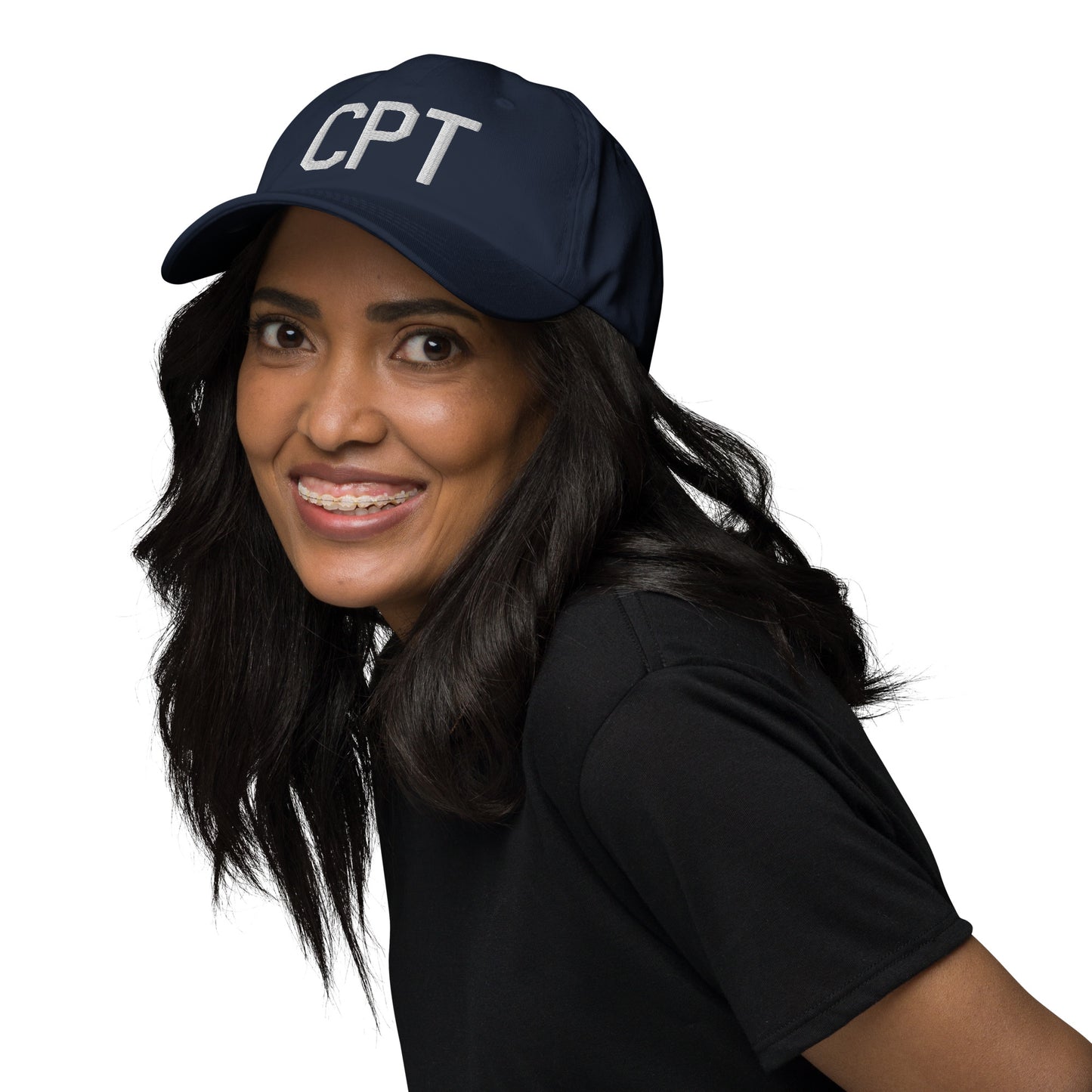 Airport Code Baseball Cap - White • CPT Cape Town • YHM Designs - Image 04