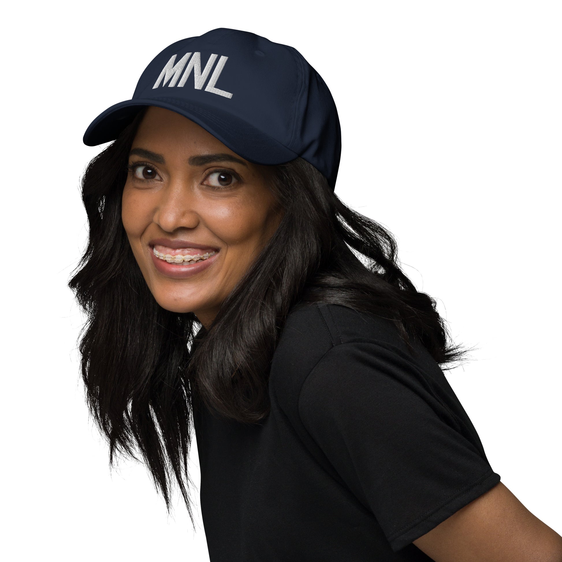 Airport Code Baseball Cap - White • MNL Manila • YHM Designs - Image 04