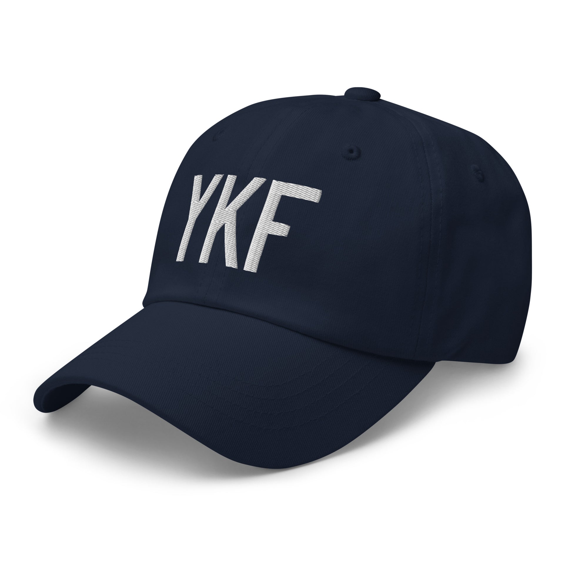Airport Code Baseball Cap - White • YKF Waterloo • YHM Designs - Image 18