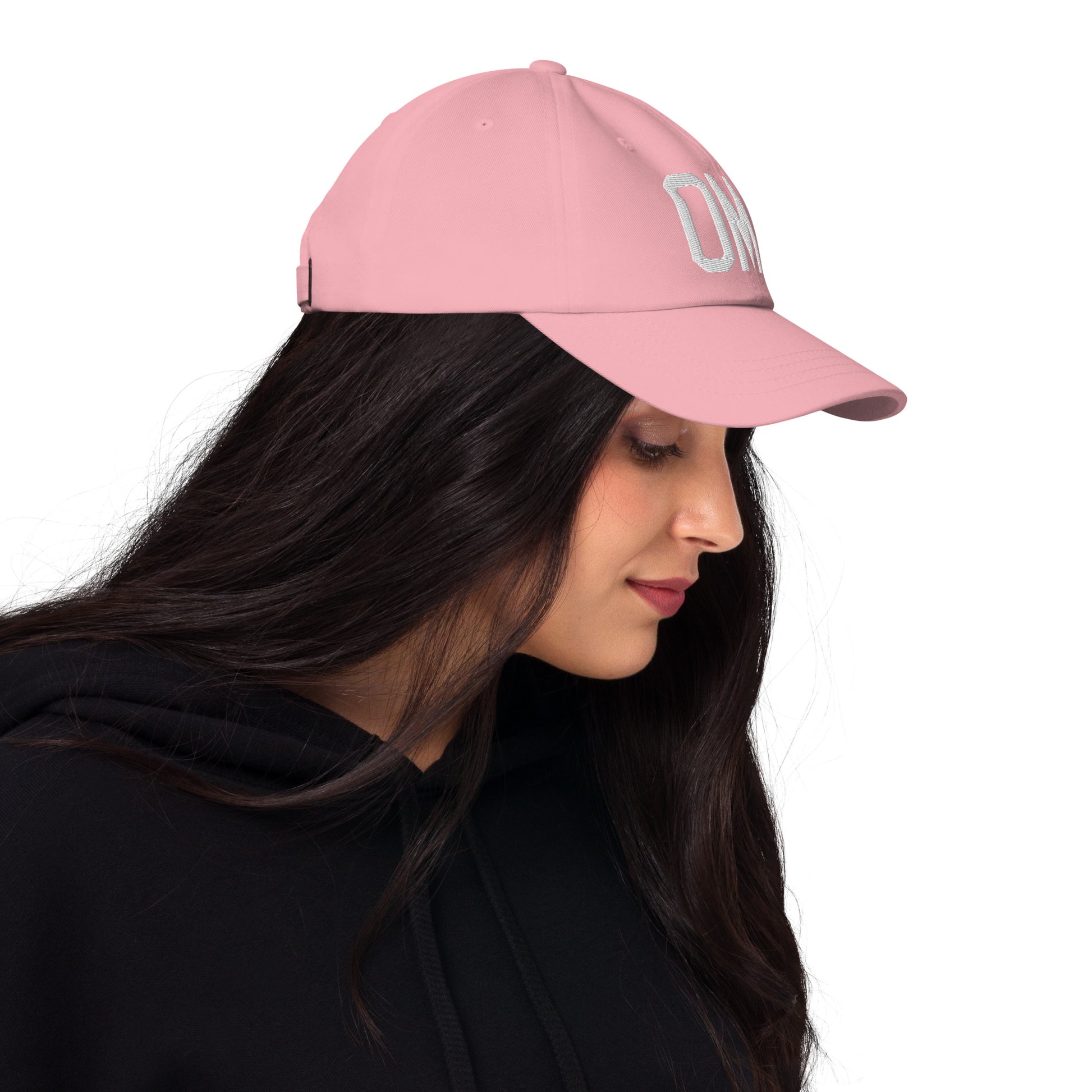 Airport Code Baseball Cap - White • OMA Omaha • YHM Designs - Image 11